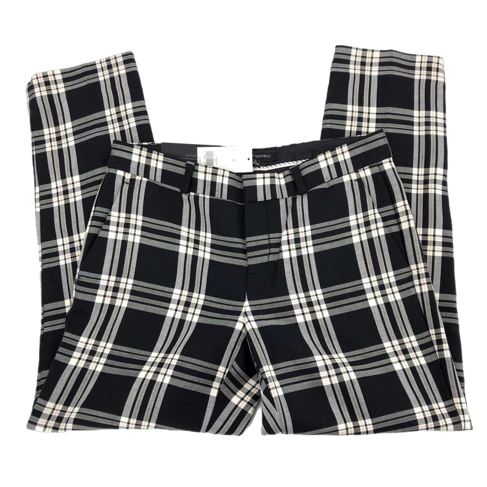 Banana Republic Blue and White Plaid Wide Leg Pants