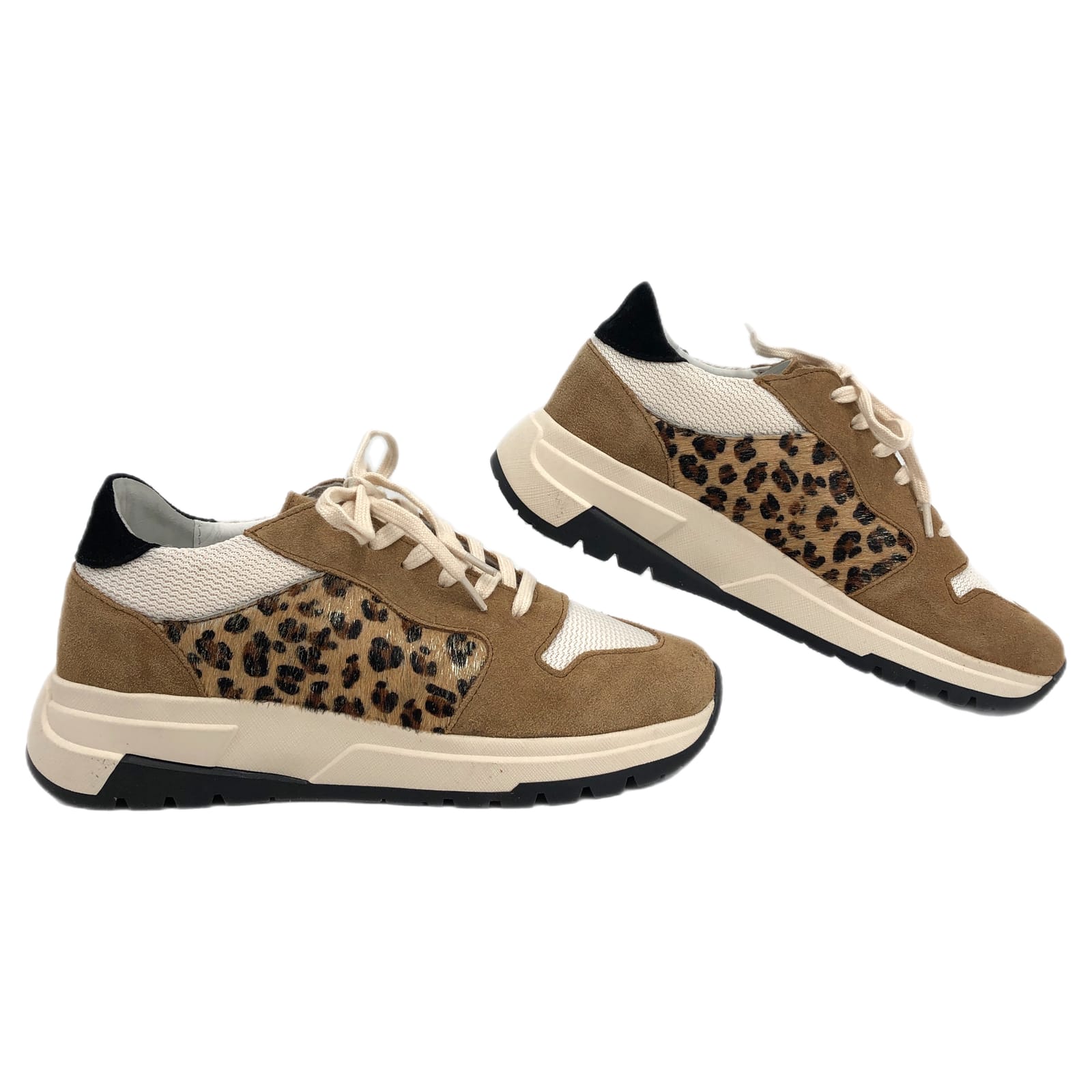 PAIGE Black Tan Leopard Print Sneakers