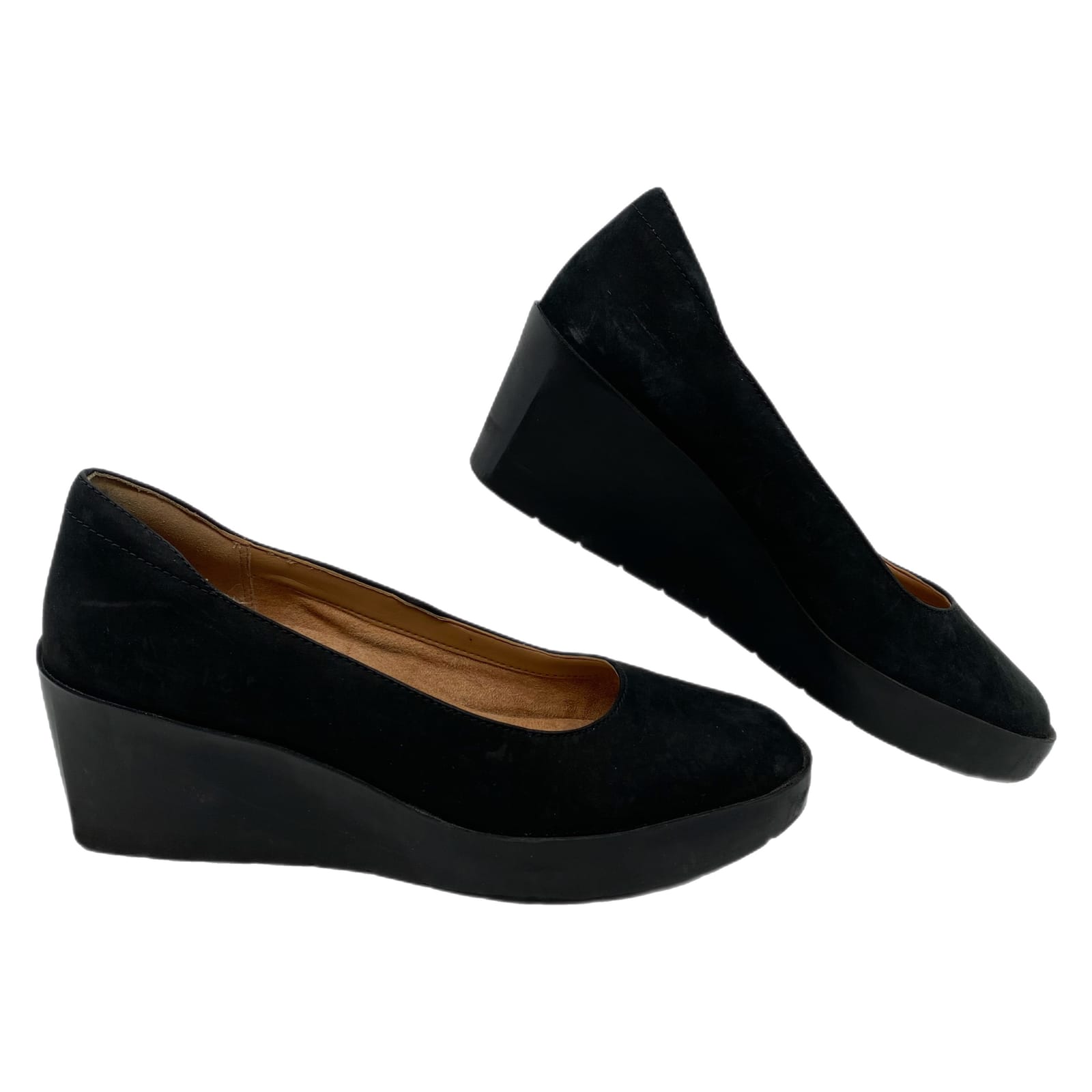 Vionic Black Suede Wedges
