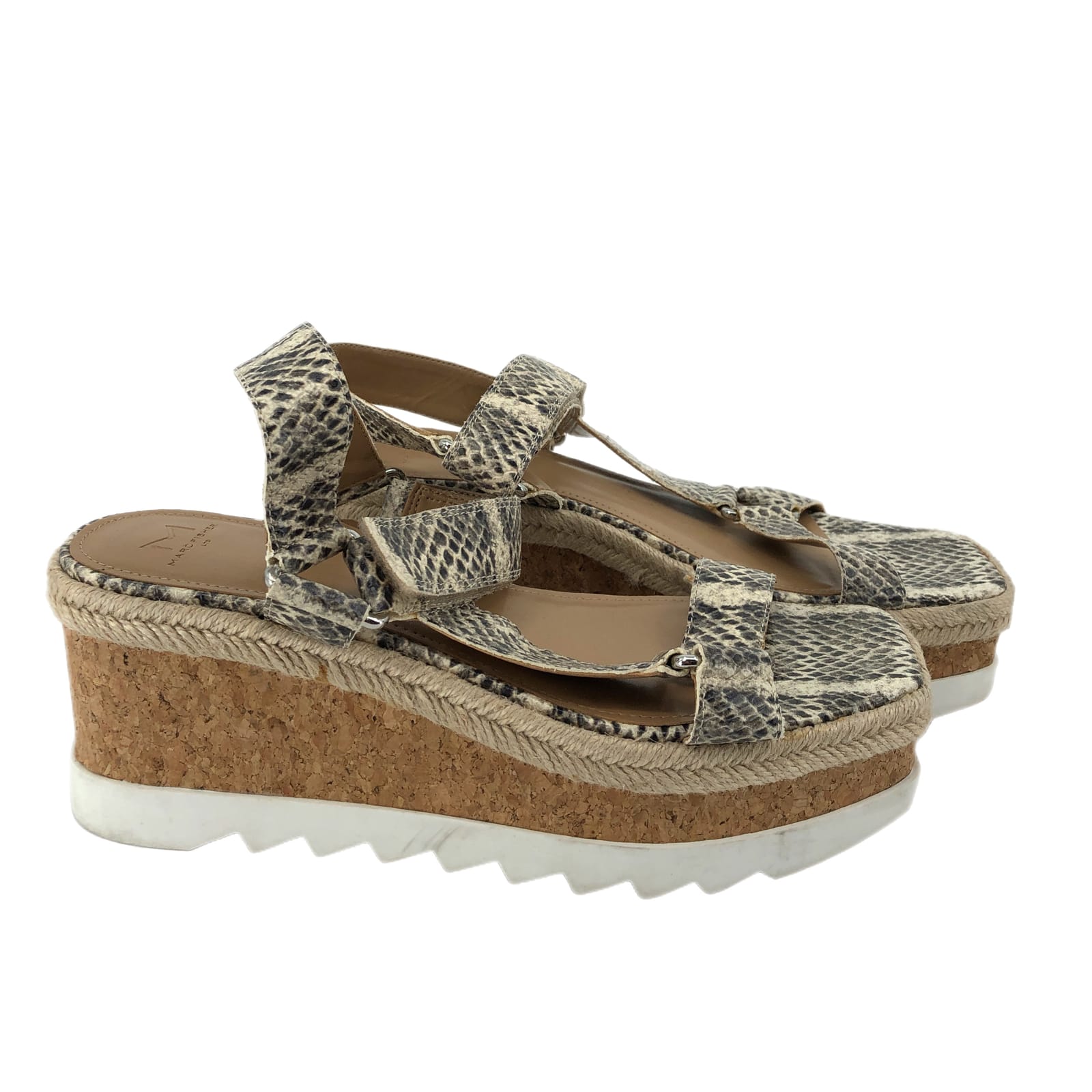 Marc Fisher Beige Animal Print Leather Wedges