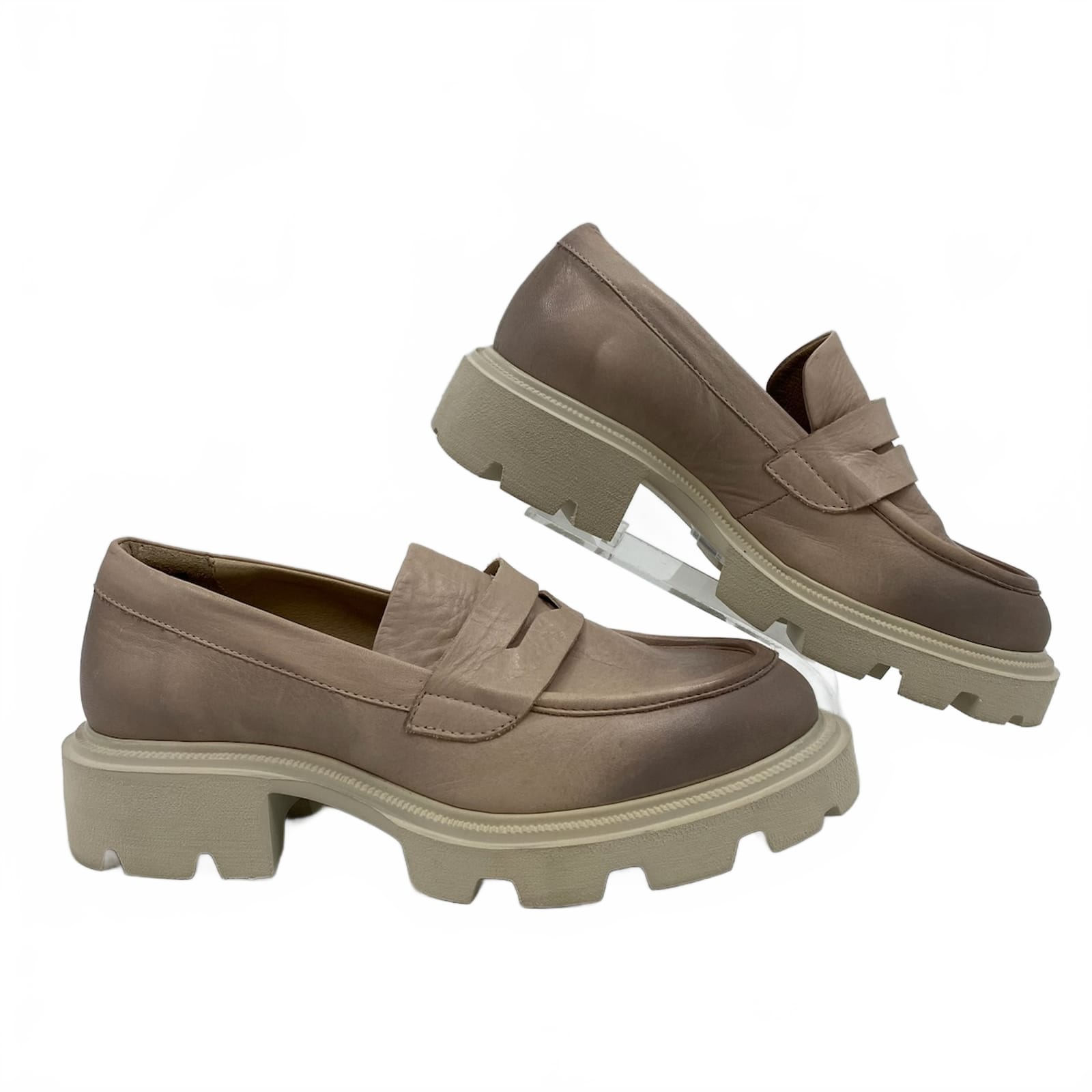 Miz Mooz Beige Leather Chunky Loafers