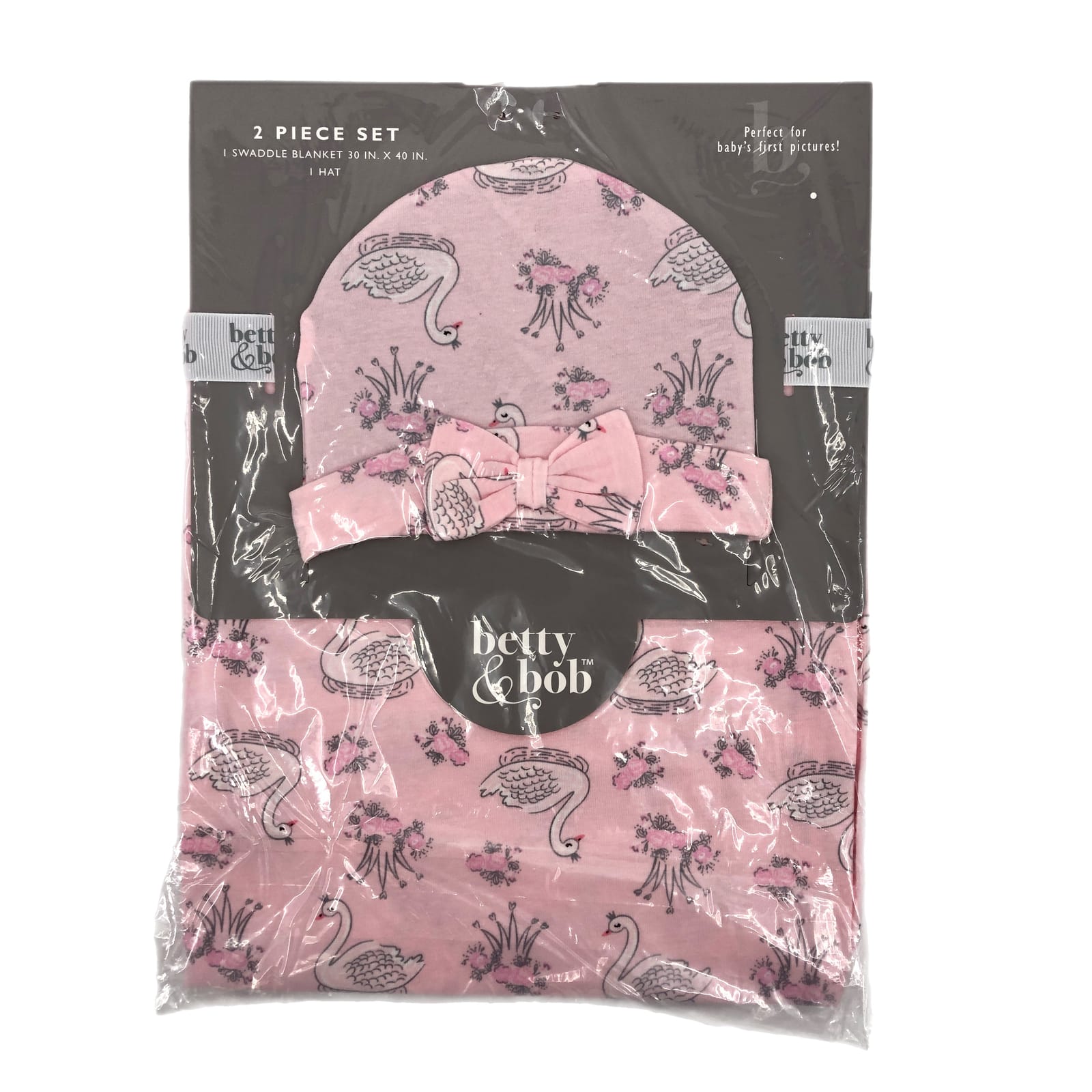 Betty & Bob Pink & White Princess Beanie Set