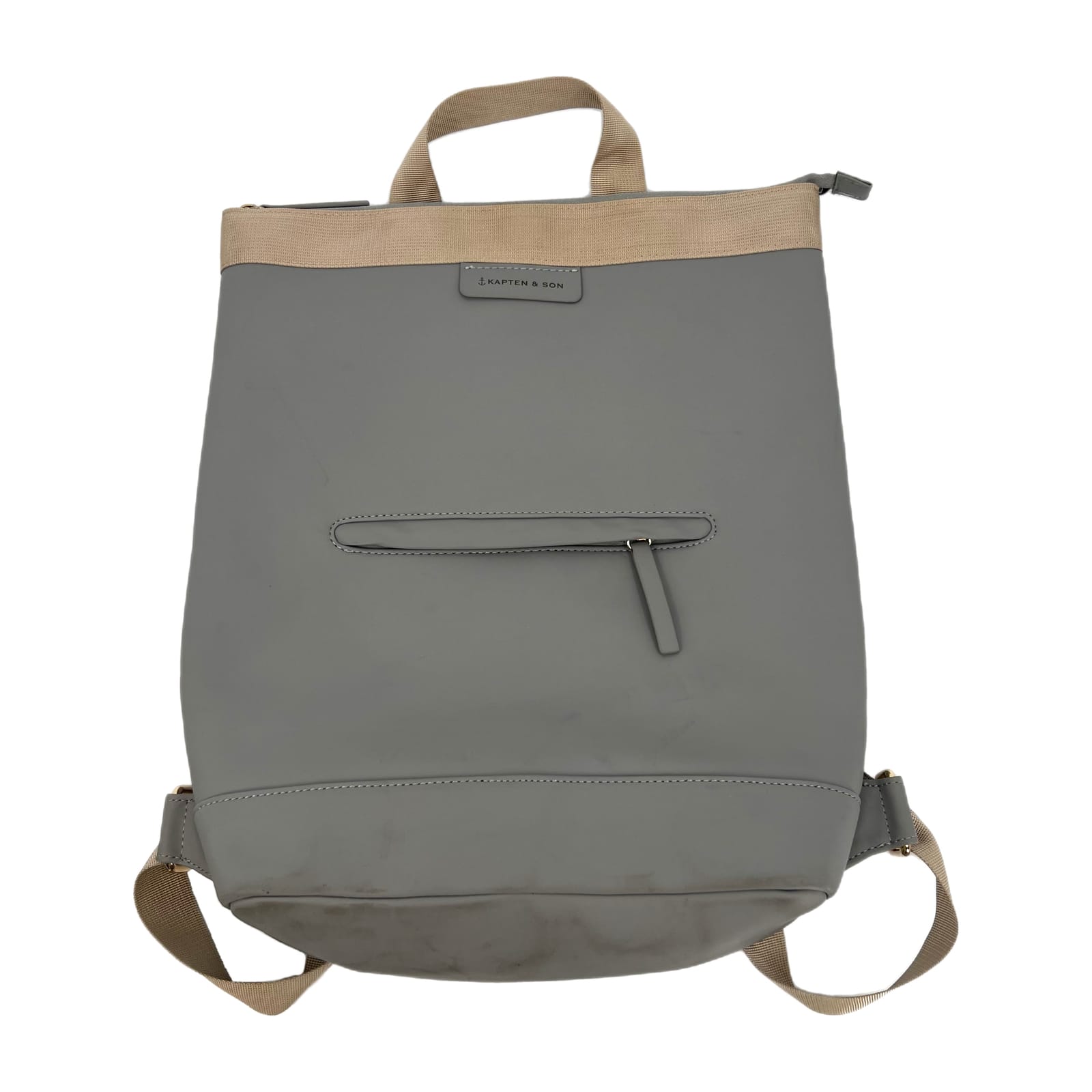 Kapten & Son Gray Beige Faux Leather Backpack