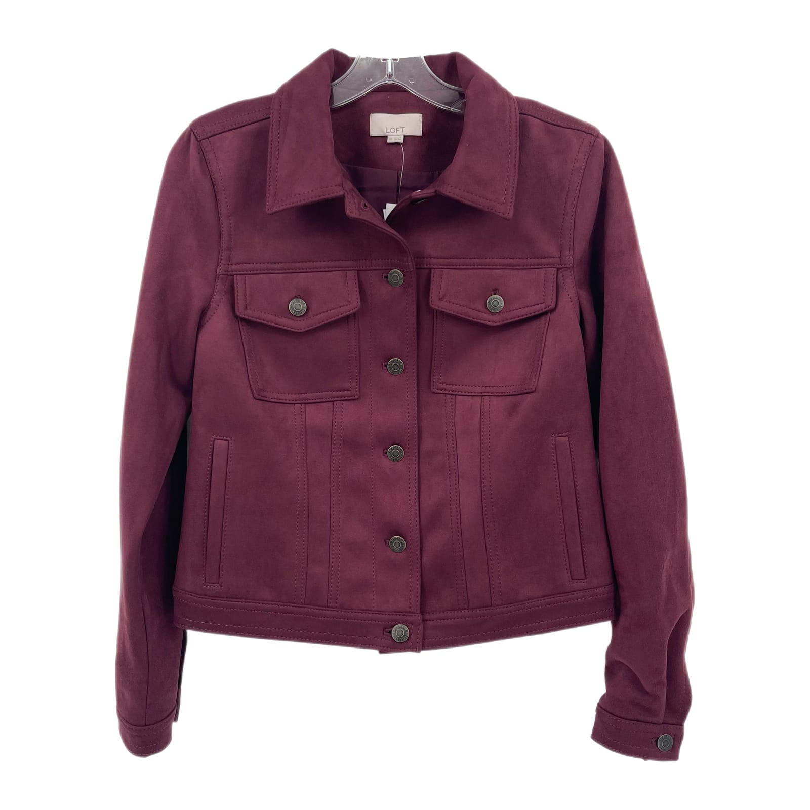 LOFT Maroon Pockets Faux Suede Jacket