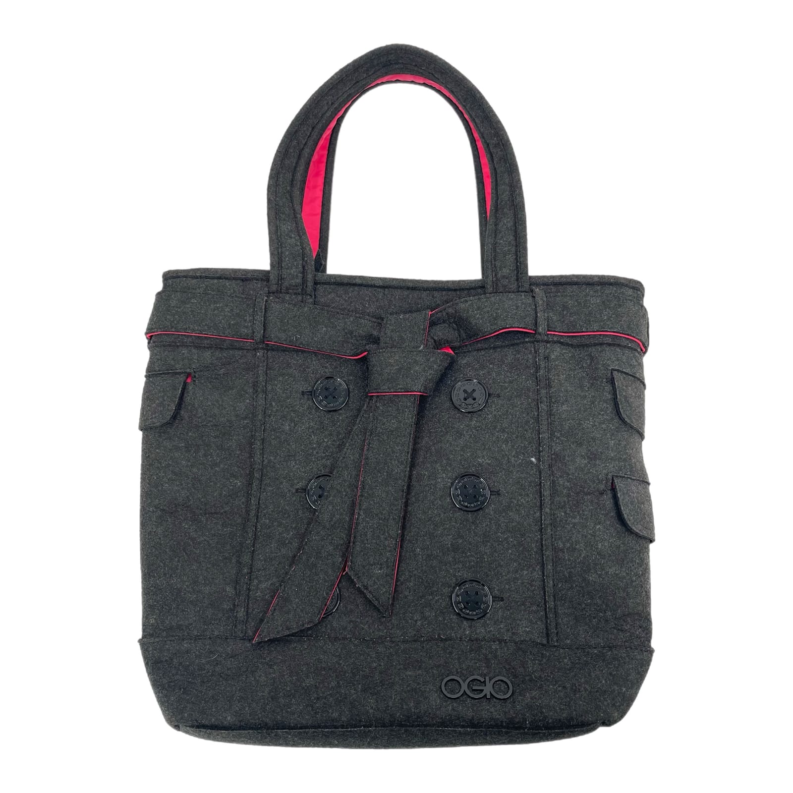 OGIO Gray Felt Tote Bag with Button Accents