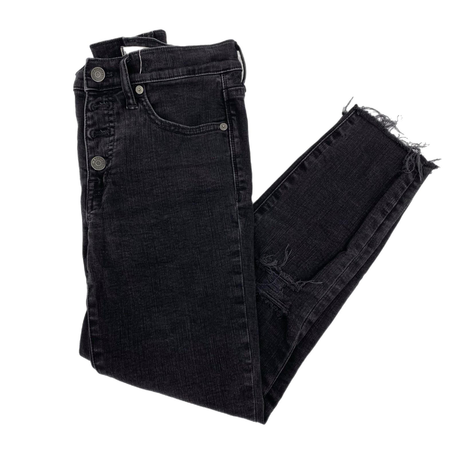 Madewell Black Mid-Rise Dark Wash Skinny Jeans