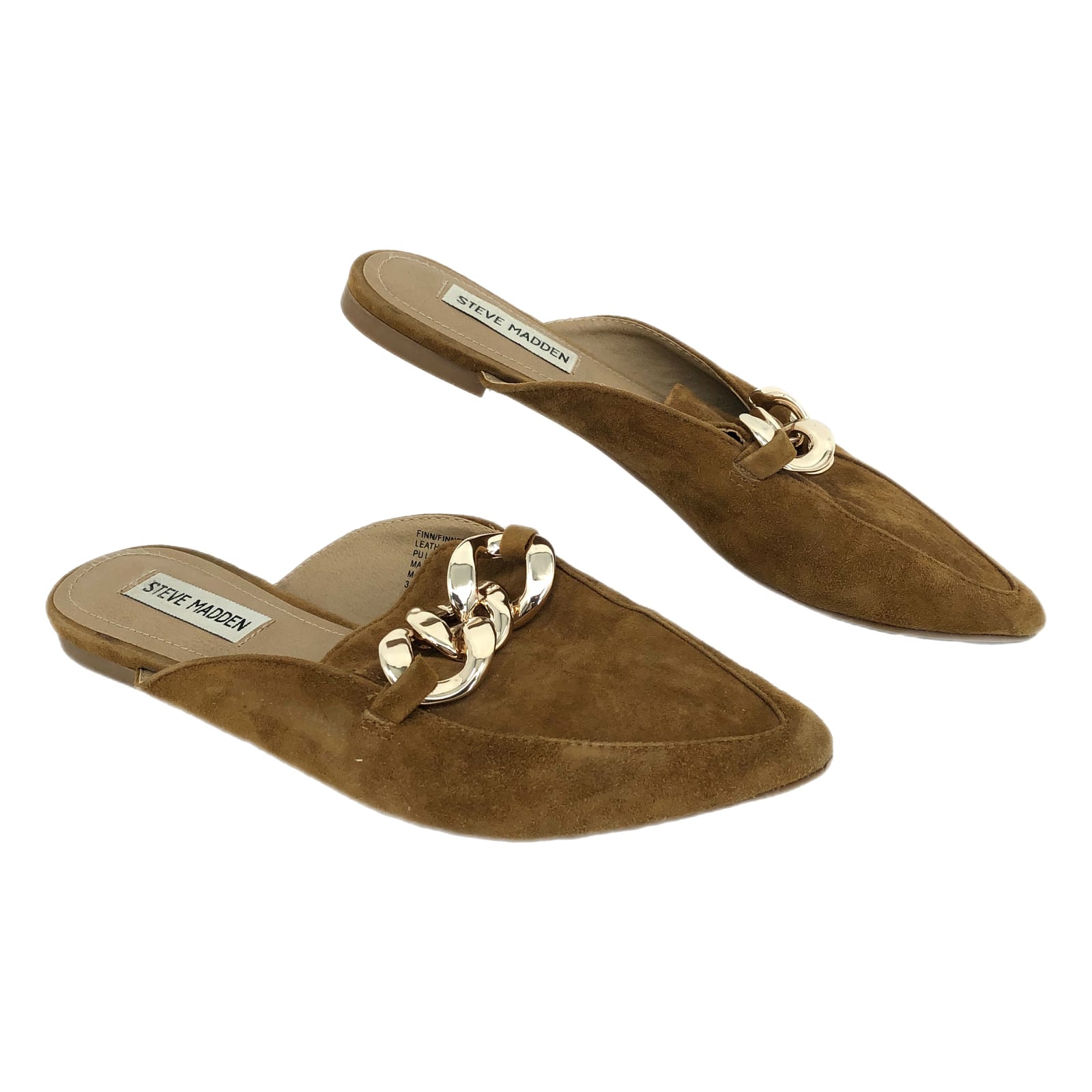Steve Madden Brown Gold Chain Mule Loafers