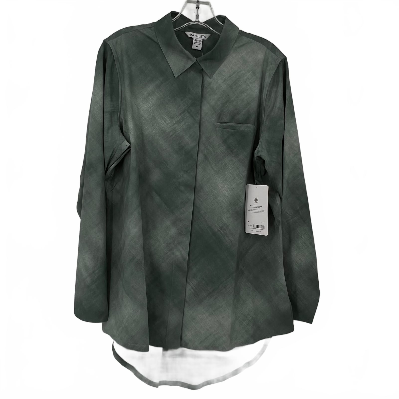 Athleta Green Button-Down Shirt