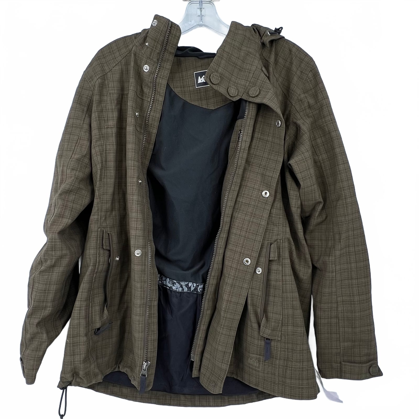 REI Trench Coat Brown Plaid