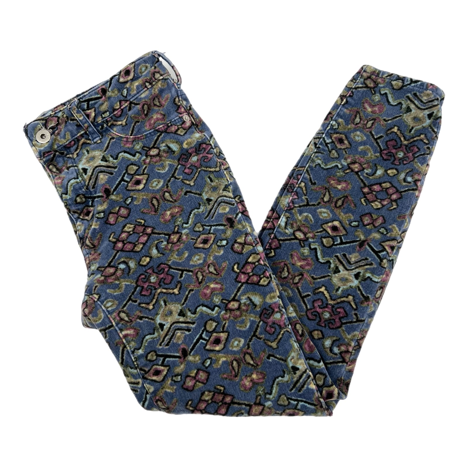 Pilcro and the Letterpress Blue & Purple Corduroy Skinny Pants