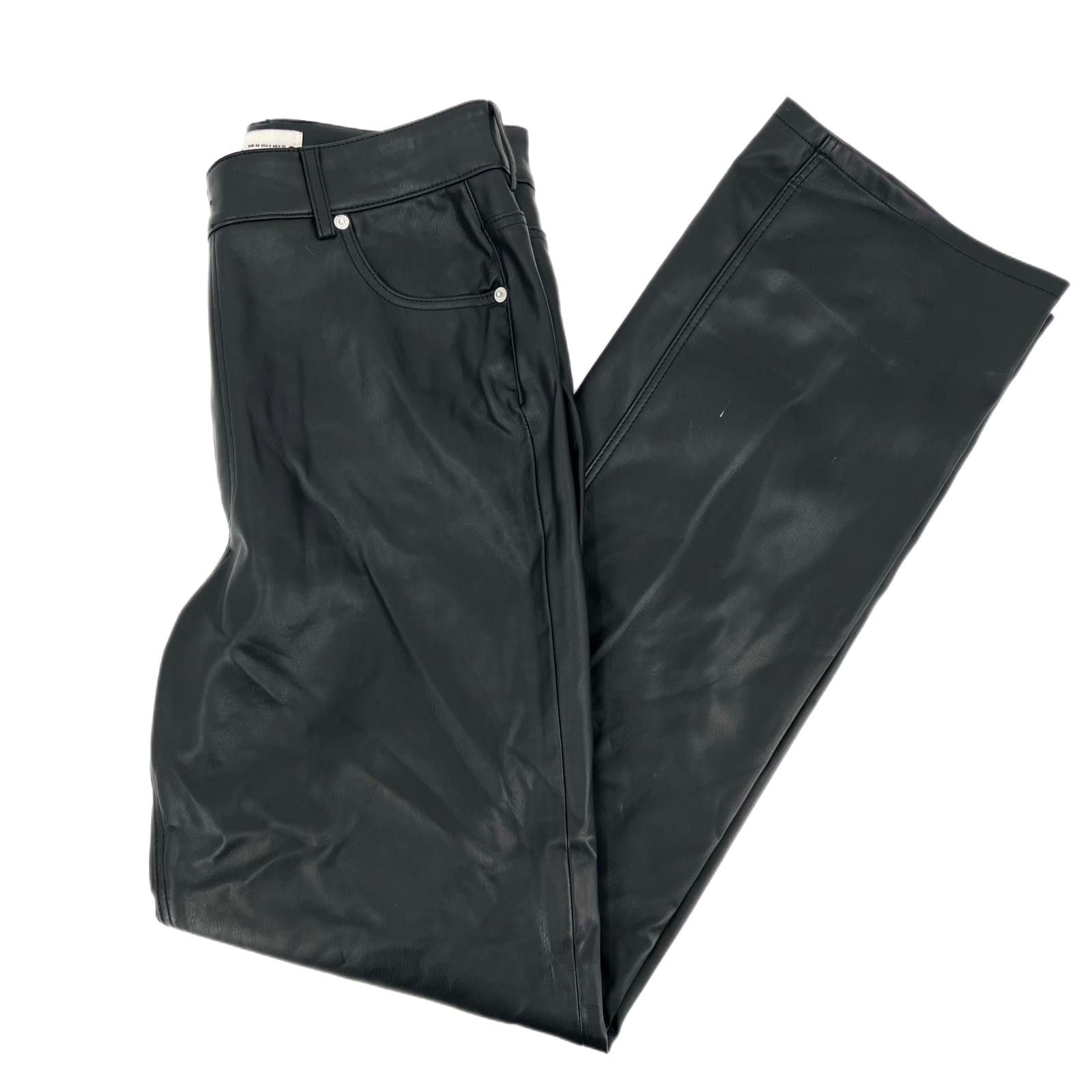 Zara Black Straight Leg Leather Pants