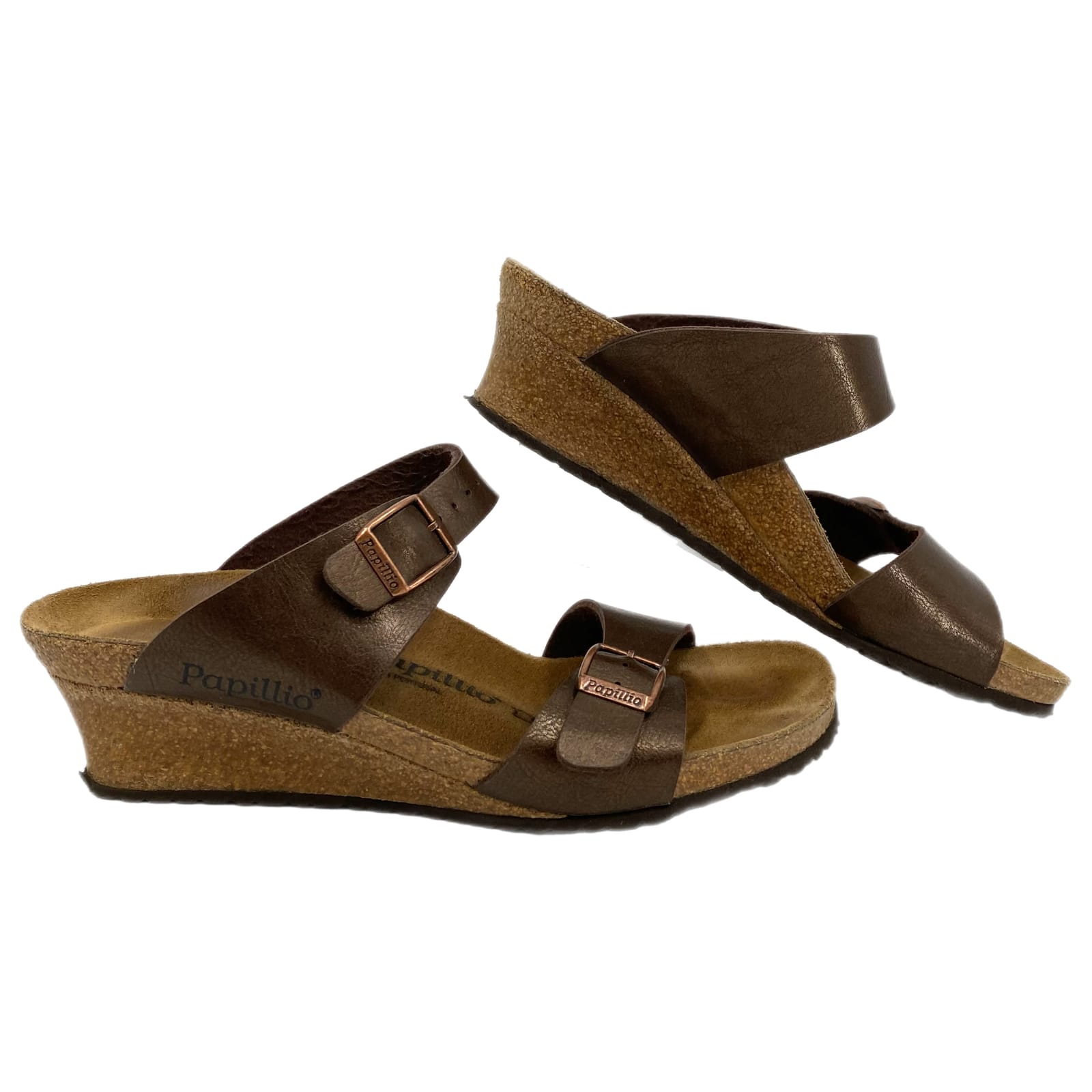 Papillio Brown Cork Wedge Sandals