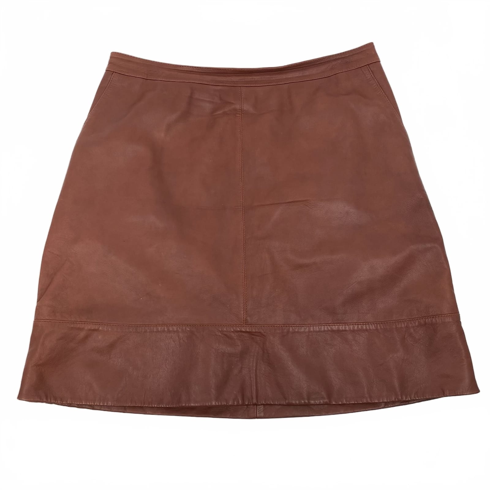 Halogen Brown Leather Mini Skirt