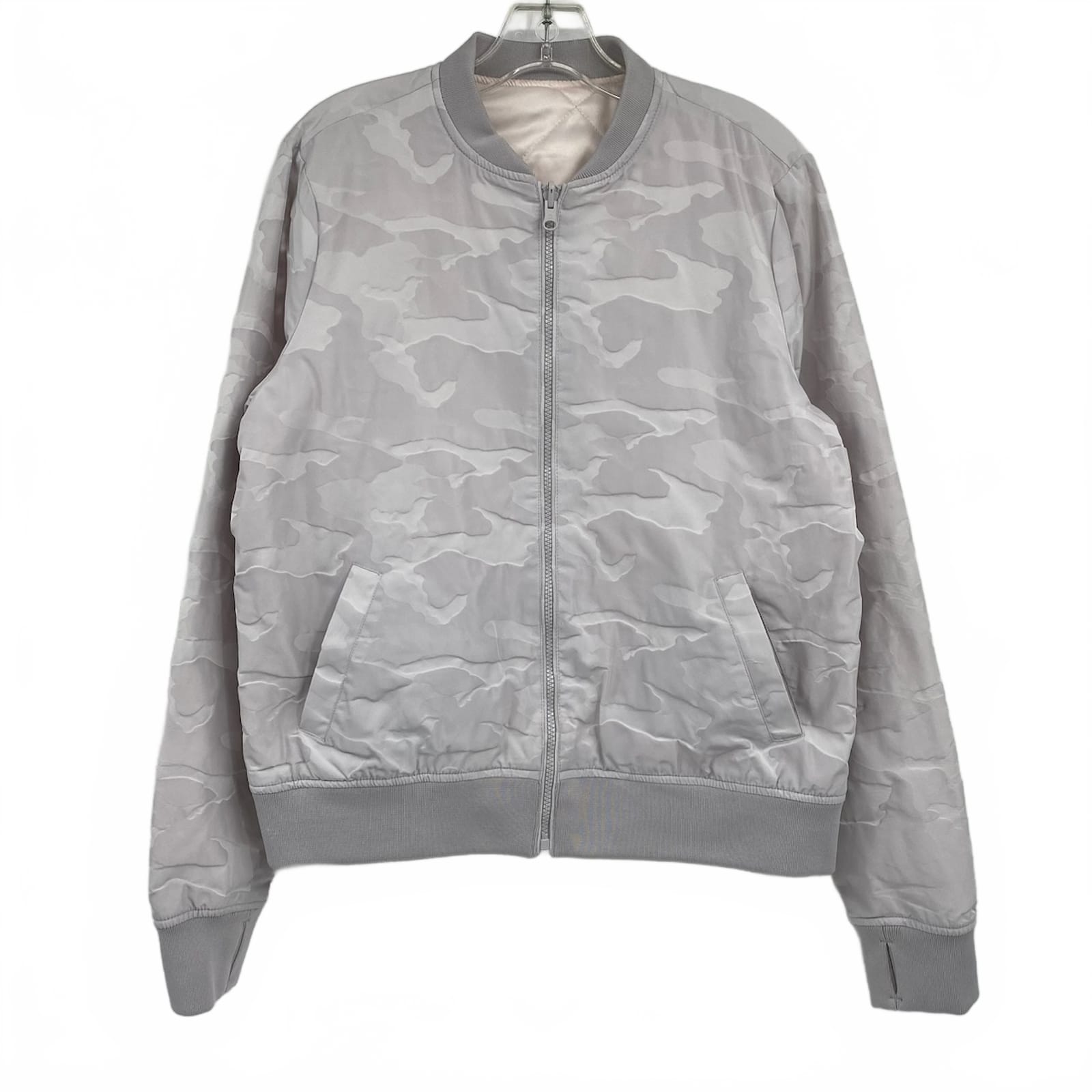 Blanc Noir Gray Pink Reversible Bomber Jacket