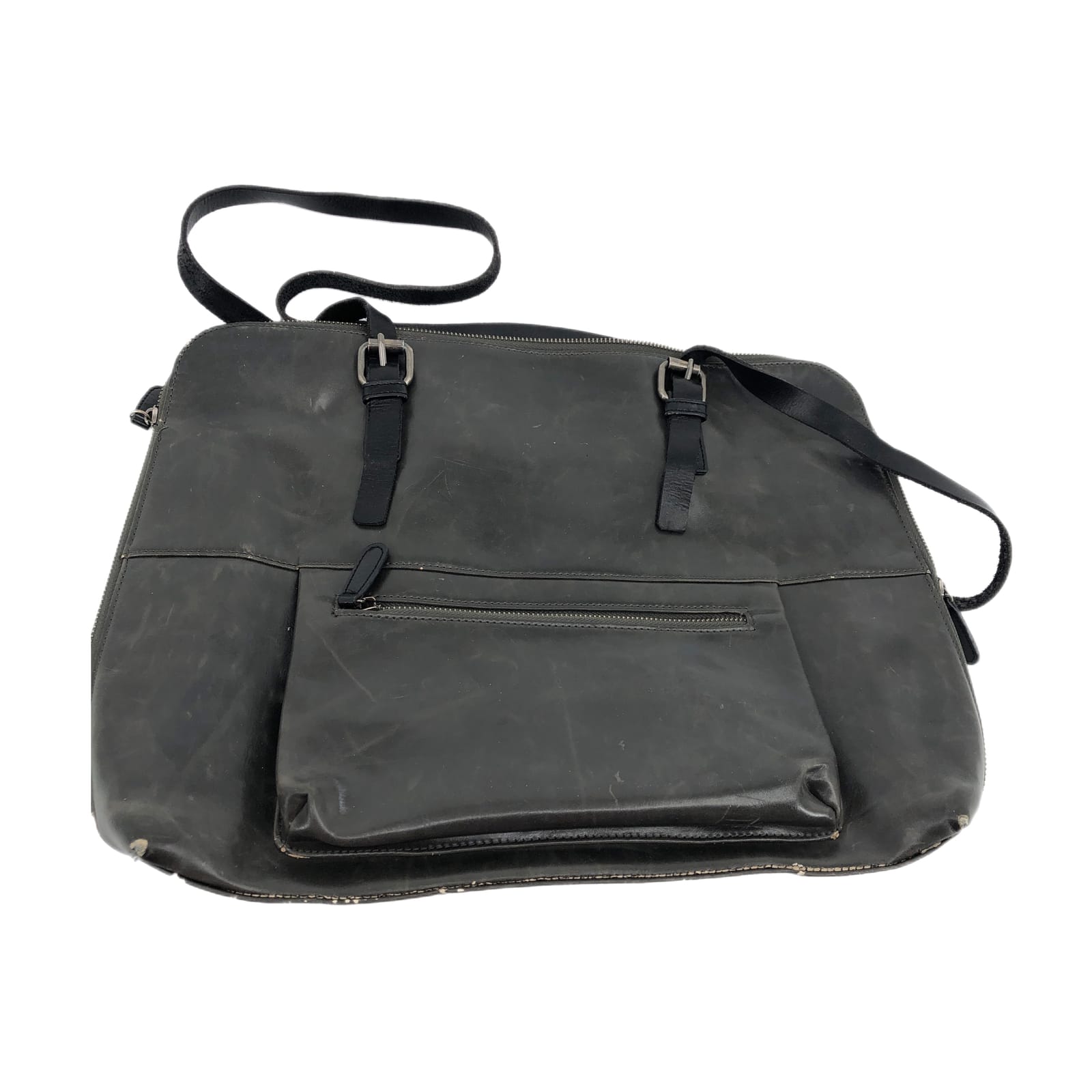 Shiraleah Gray & Black Classic Leather Tote