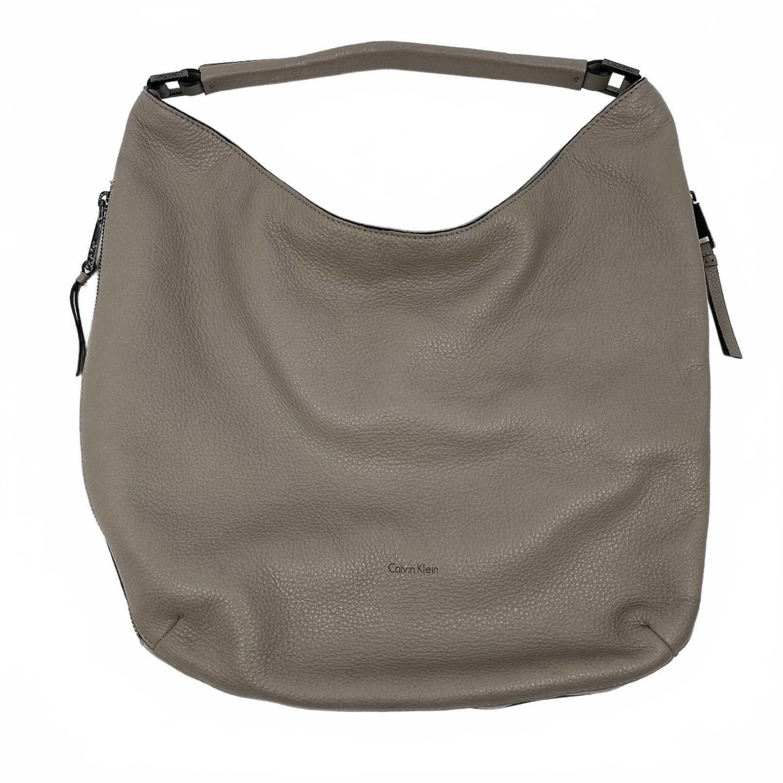 Calvin Klein Gray Leather Hobo Shoulder Bag