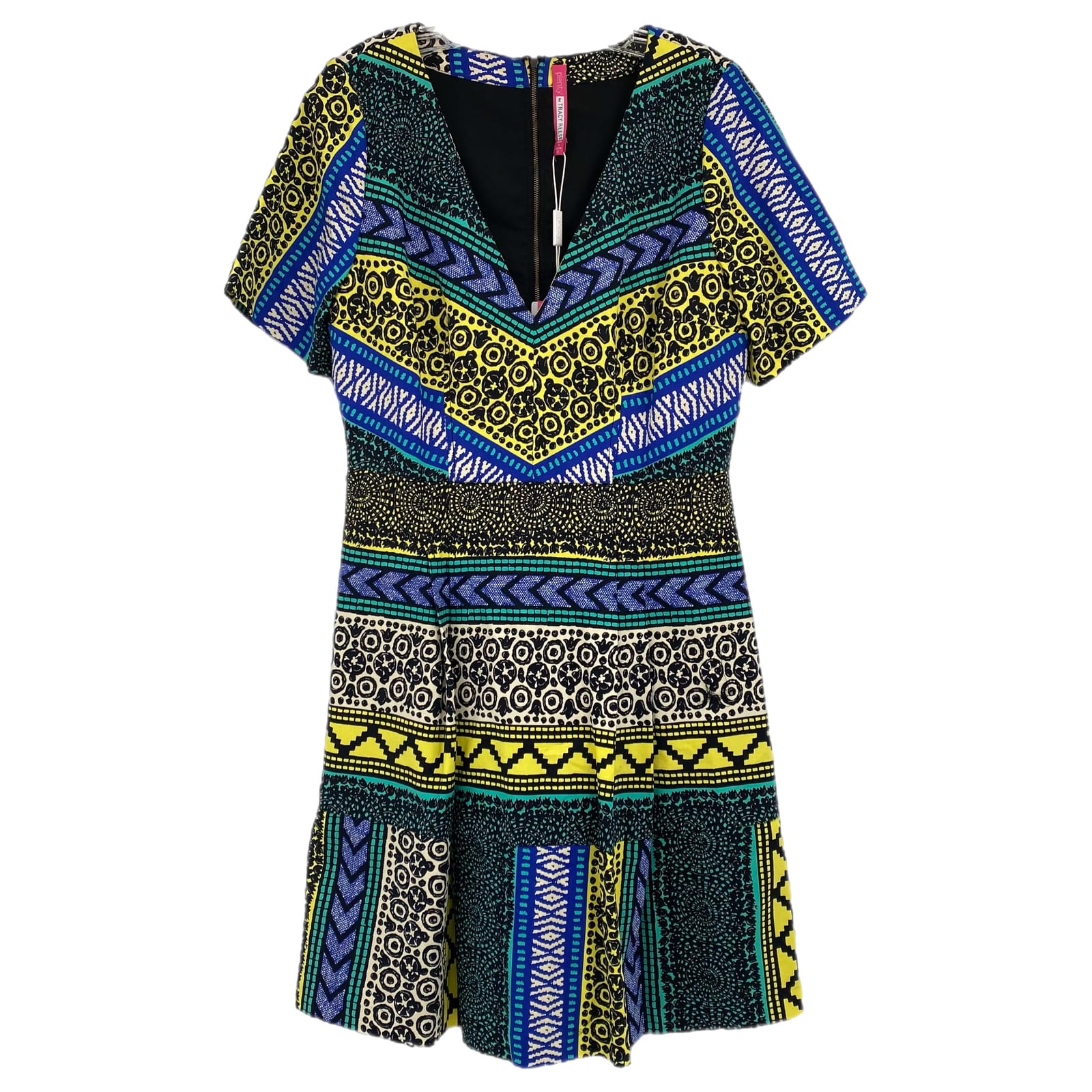 Plenty by Tracy Reese Blue Yellow Patterned Mini Dress