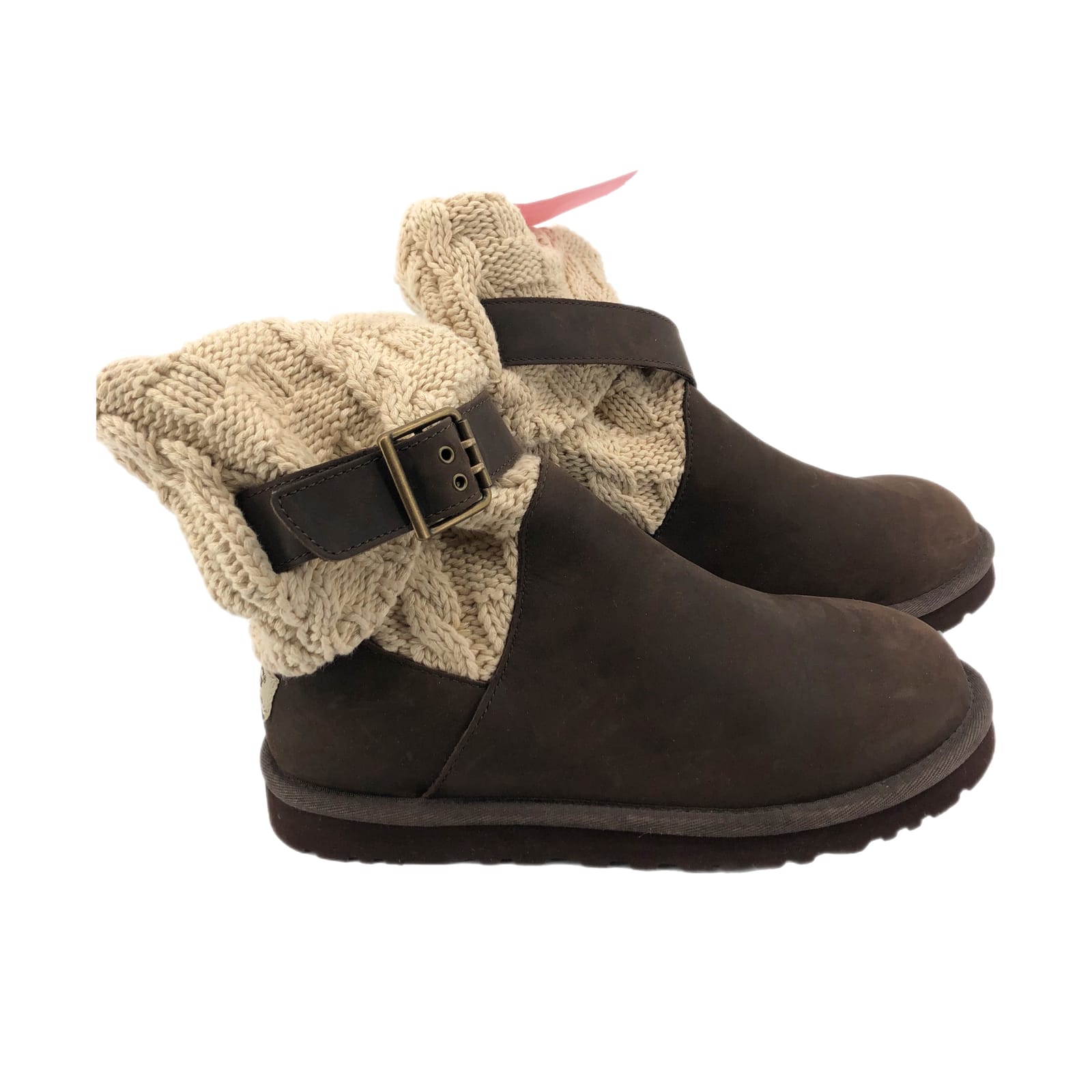 UGG Brown & Beige Leather Ankle Boots