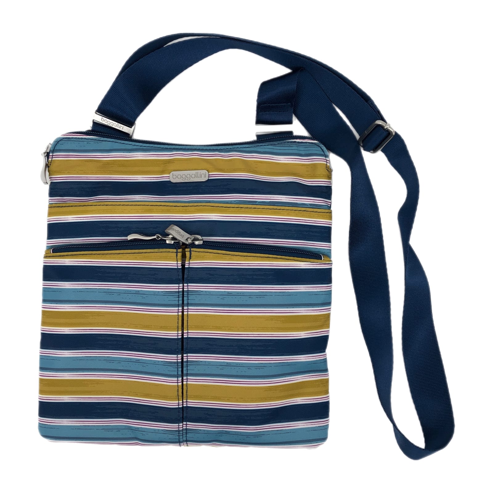 Baggallini Blue Striped Crossbody Card Wallet