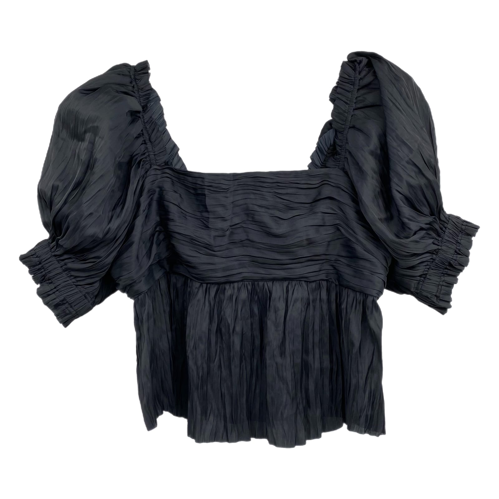 Frame Black Satin Puff Sleeve Blouse