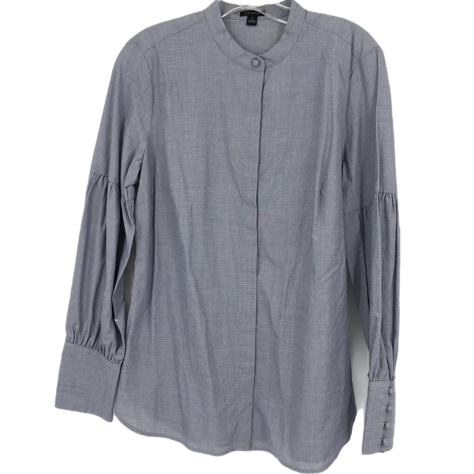 Ann Taylor Blue Cotton Button-Up Shirt