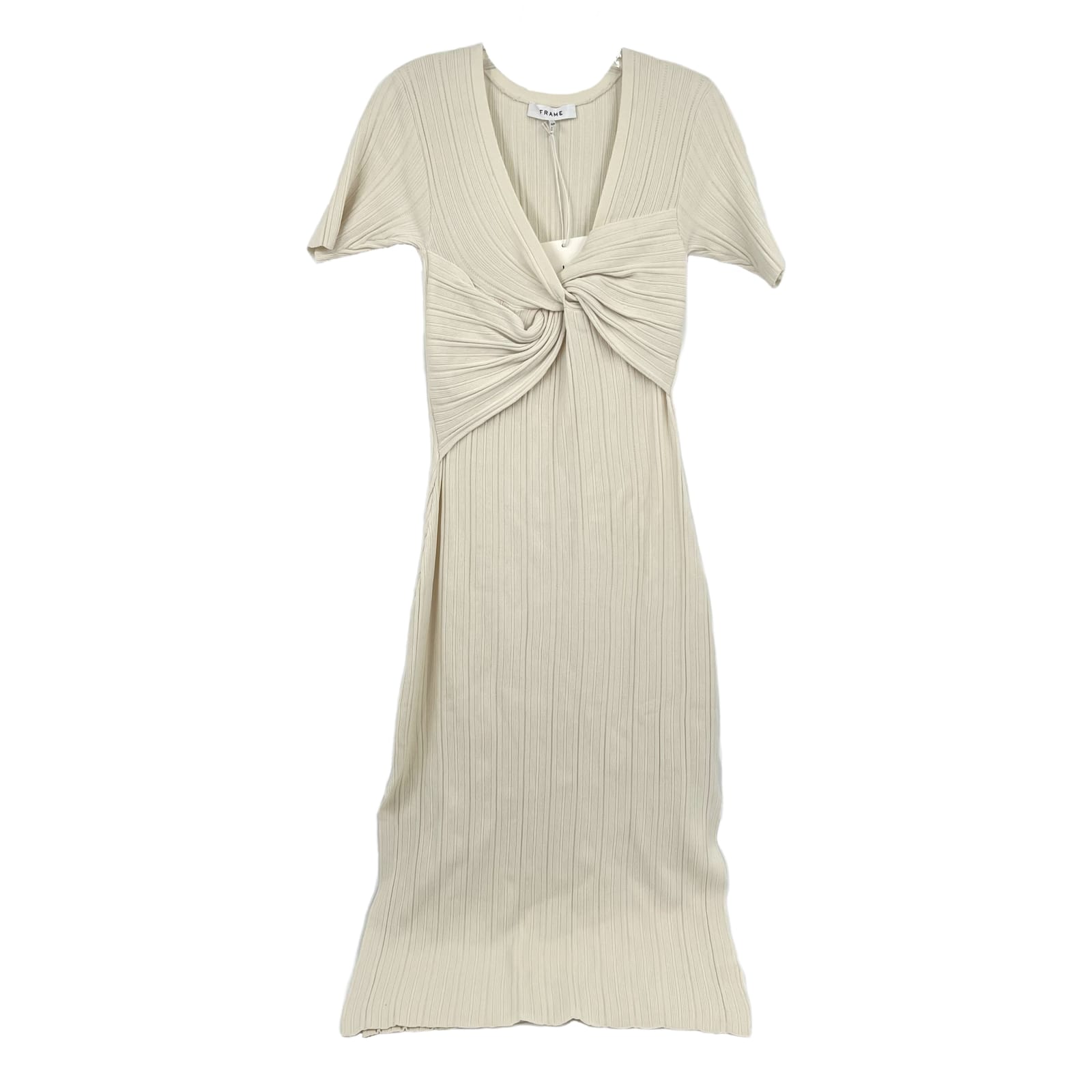 Frame Cream Knit Layered Wrap Front Maxi Dress