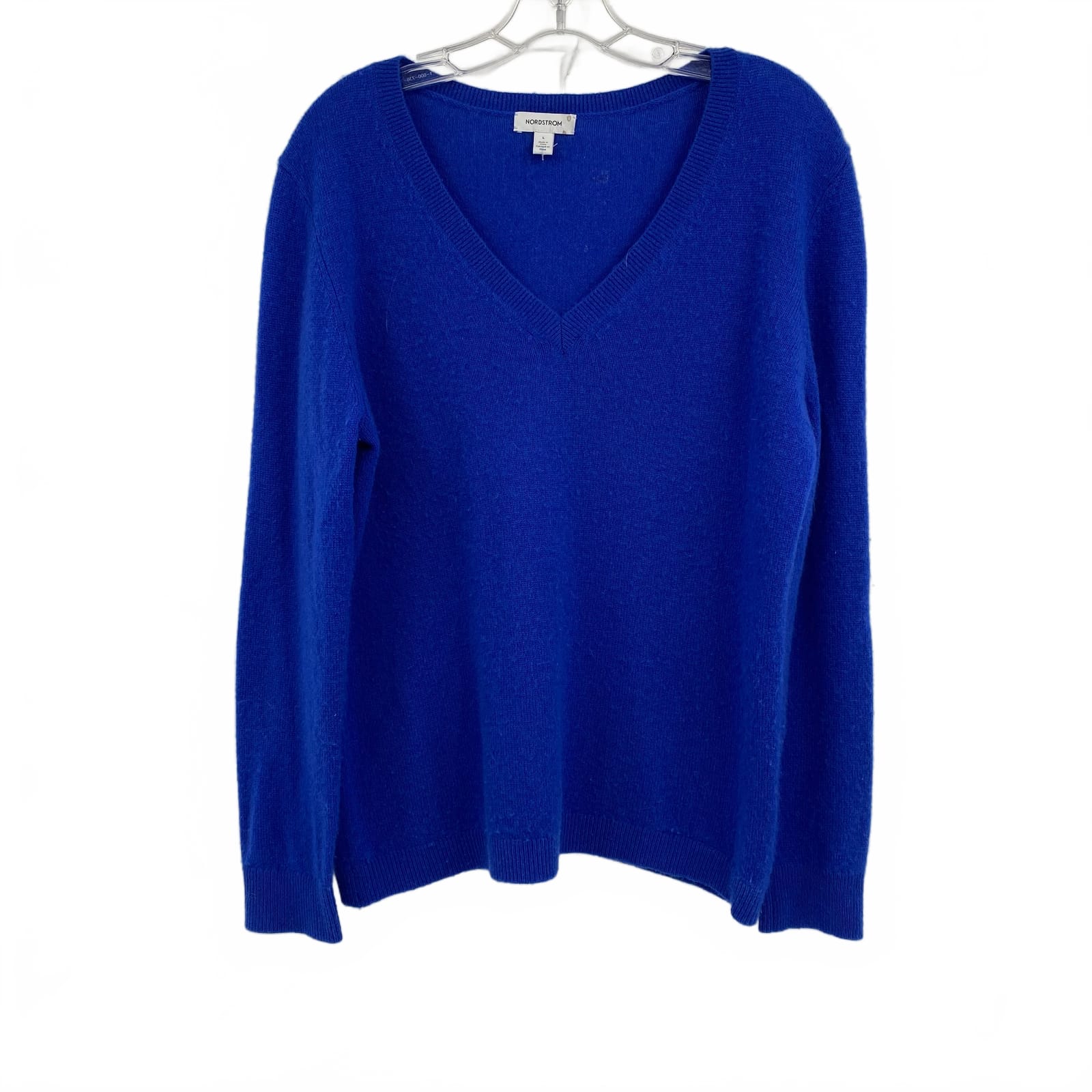 Nordstrom Blue Cashmere V-Neck Pullover