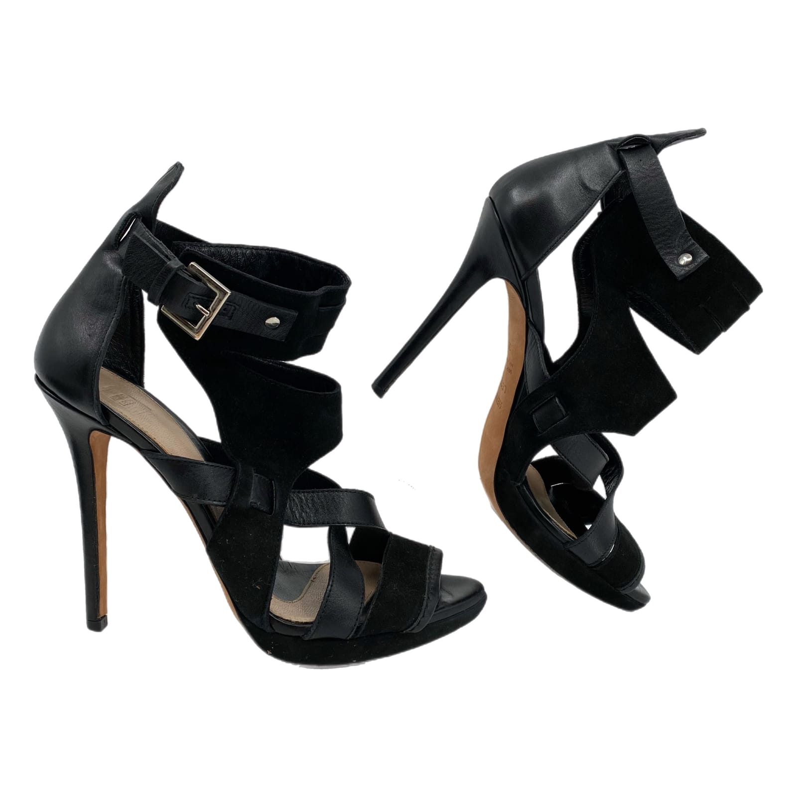 Herve Leger Black Strappy Stiletto Heels