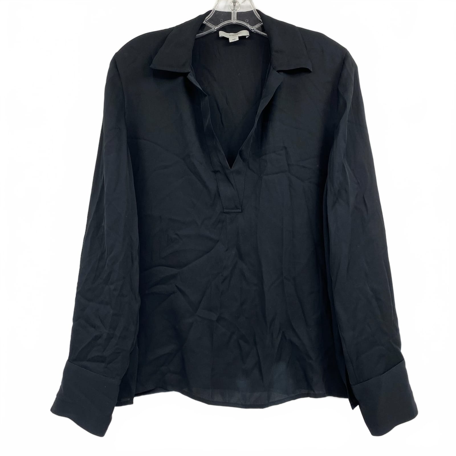 Vince Black Silk V-Neck Blouse
