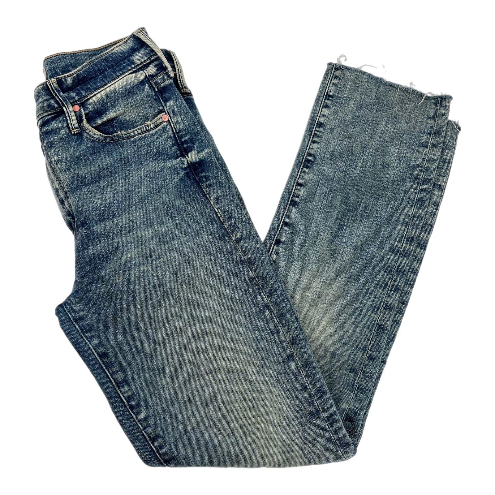 MOTHER Blue Rascal Ankle Fray Jeans