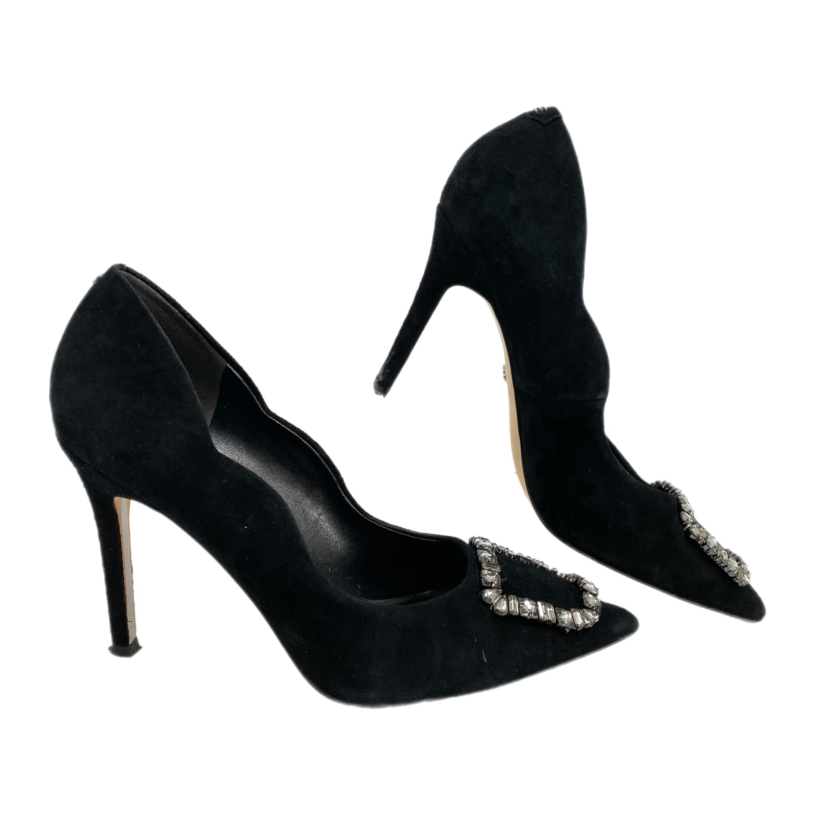 Sam Edelman Black Rhinestone Buckle Pointed Toe Heels