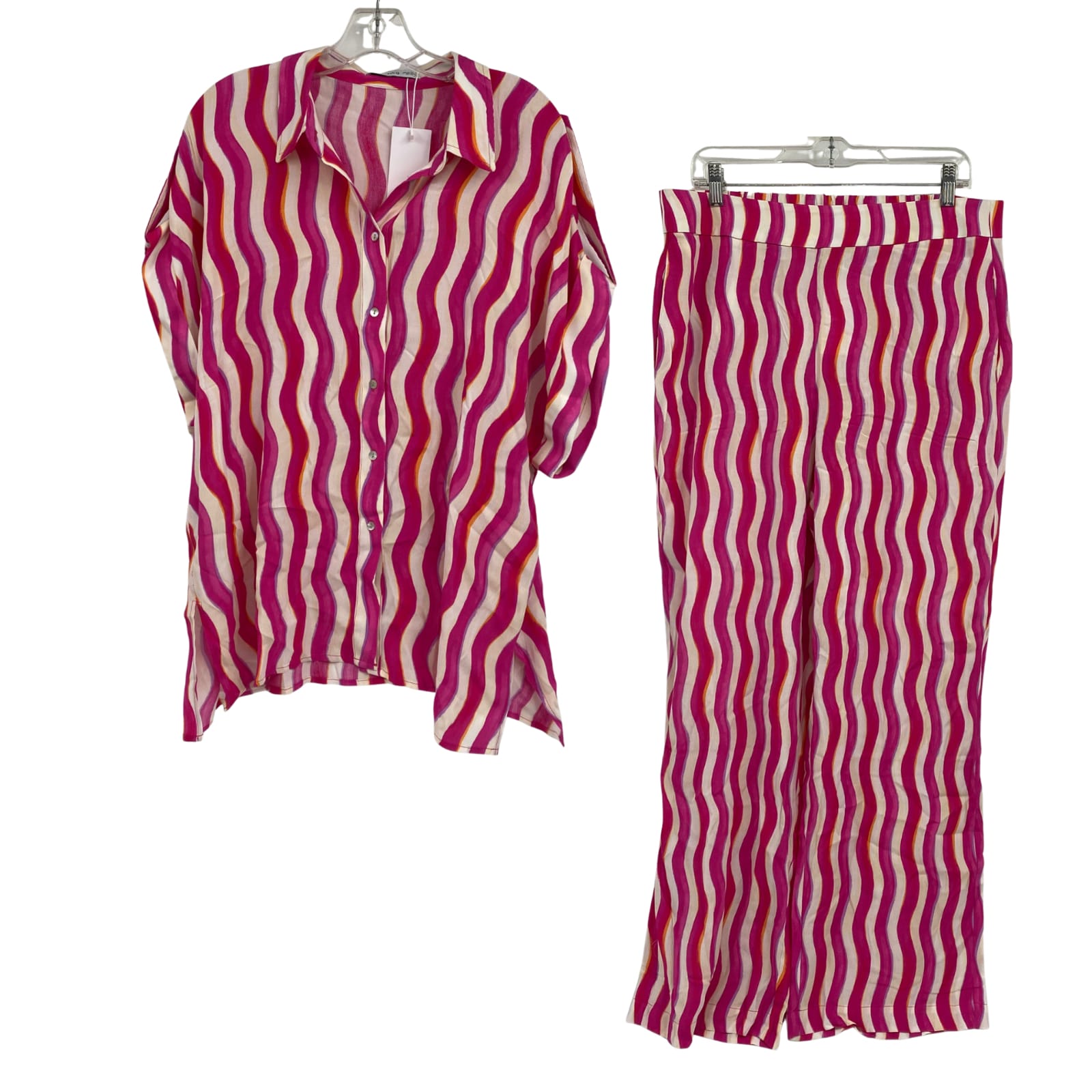 MNG Pink Striped Wide Leg Pants