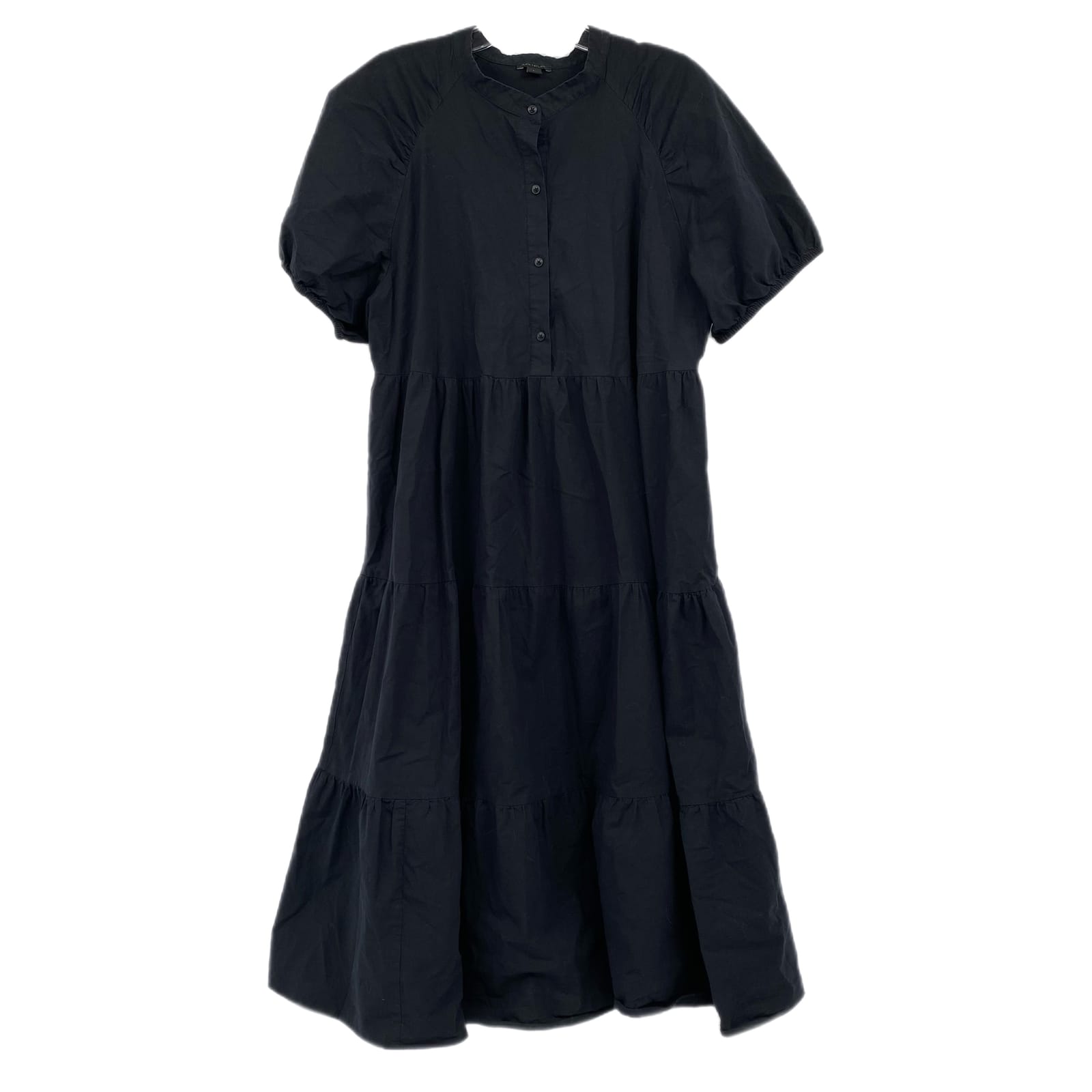Ann Taylor Black Puff Sleeve Tiered Midi Dress