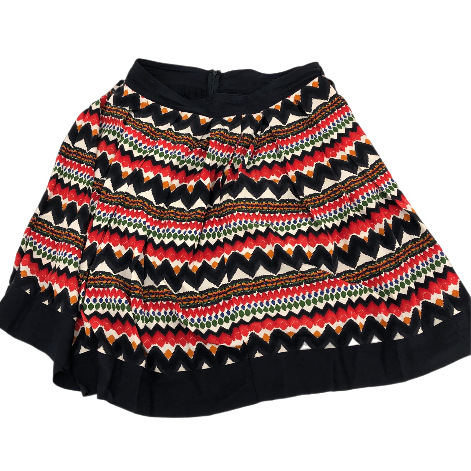 Fei Black & Red Flare Midi Skirt