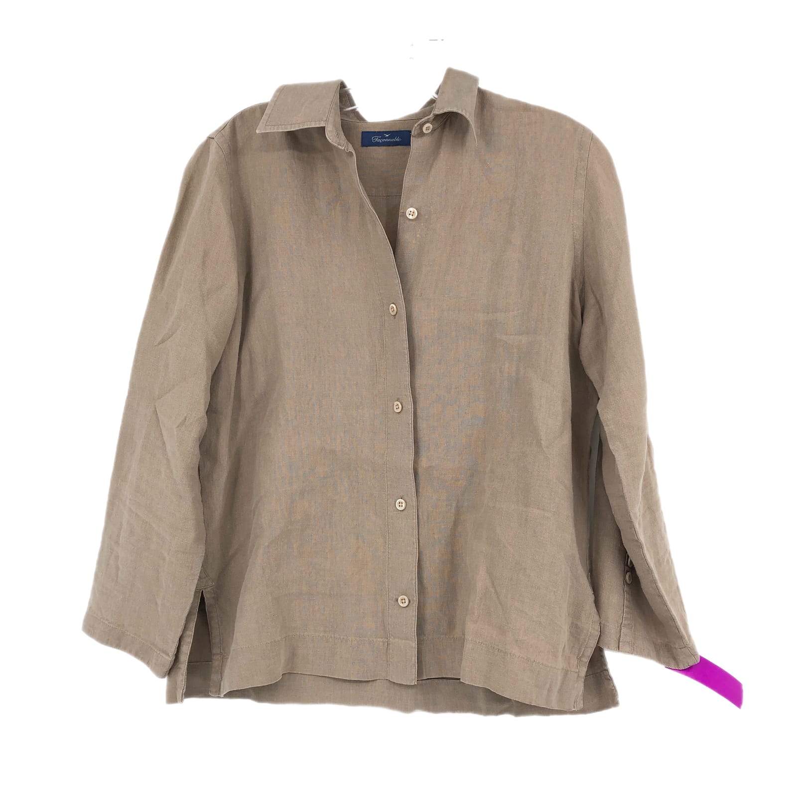 Faconnable Beige Linen Casual Button Down