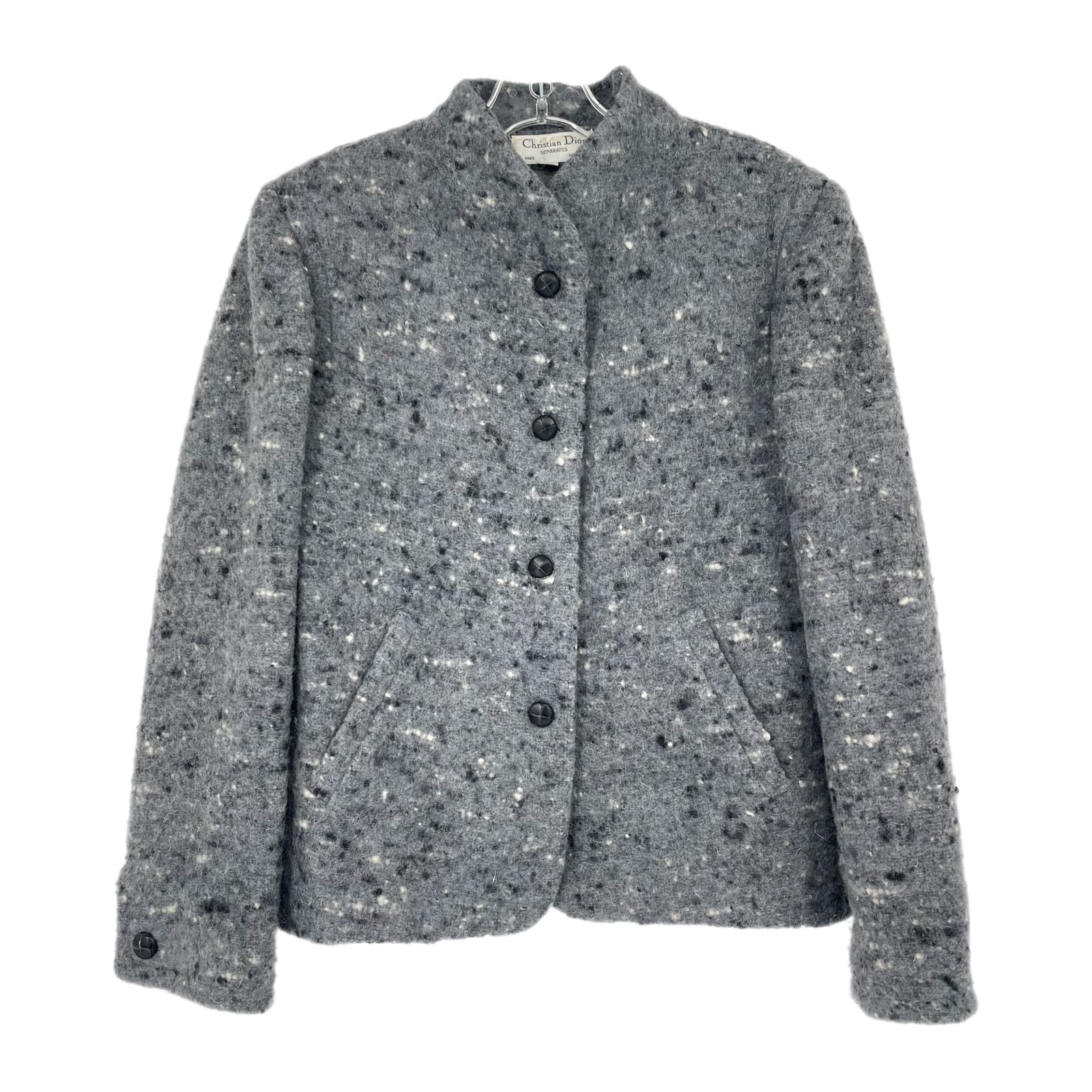 Dior Gray Collarless Boucle Jacket