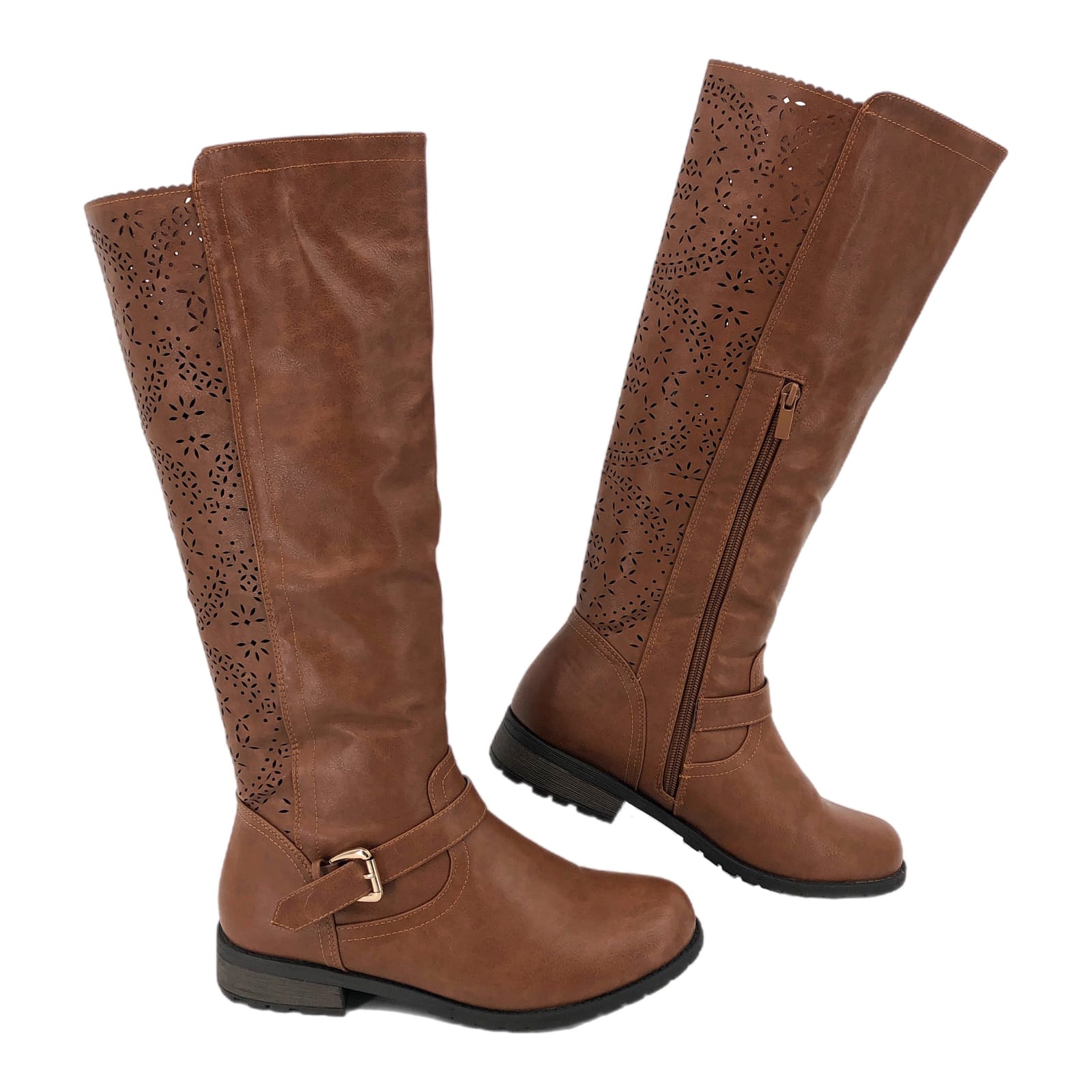 Forever Brown Knee High Cutout Heeled Boots