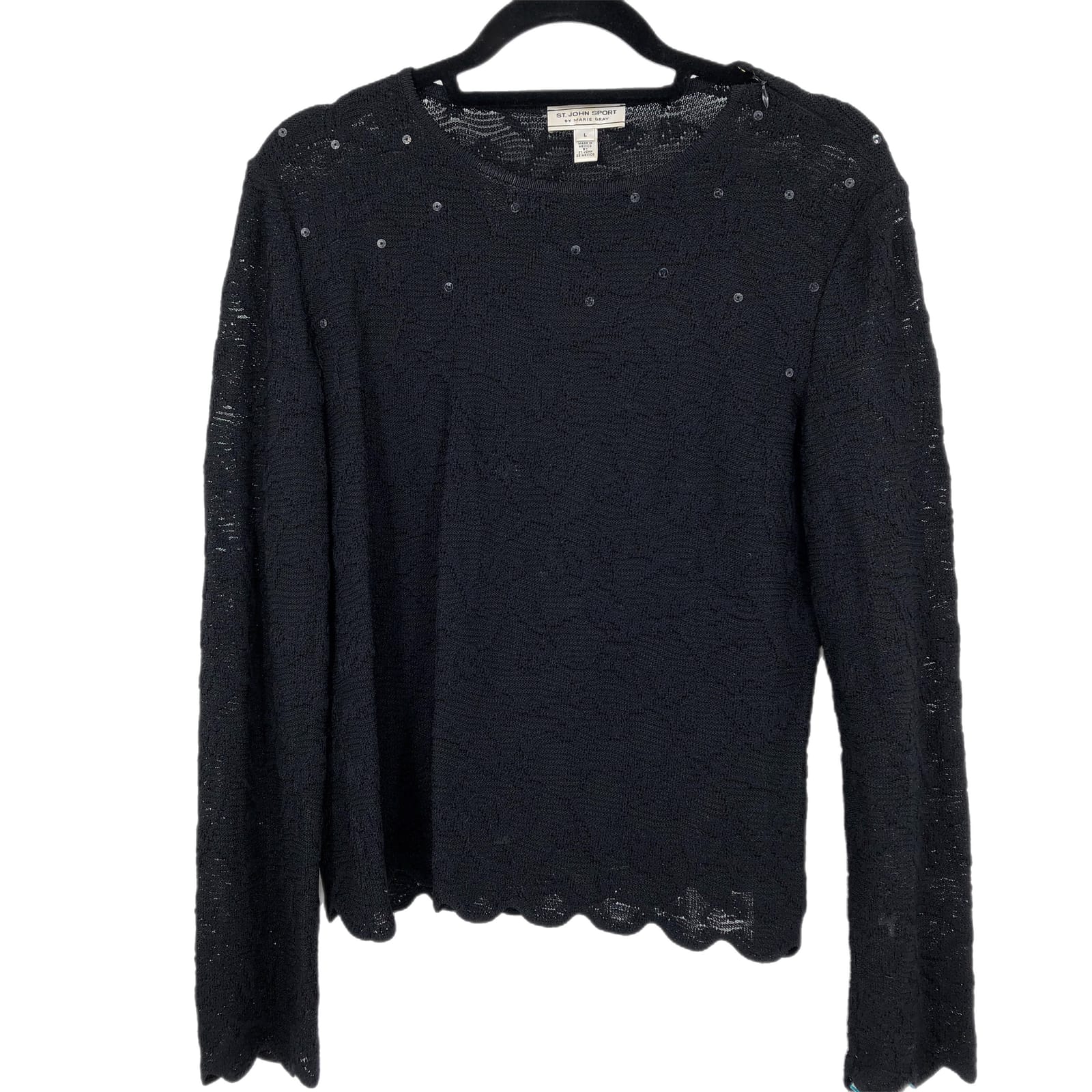St. John Chic Black Round Neck Sweater
