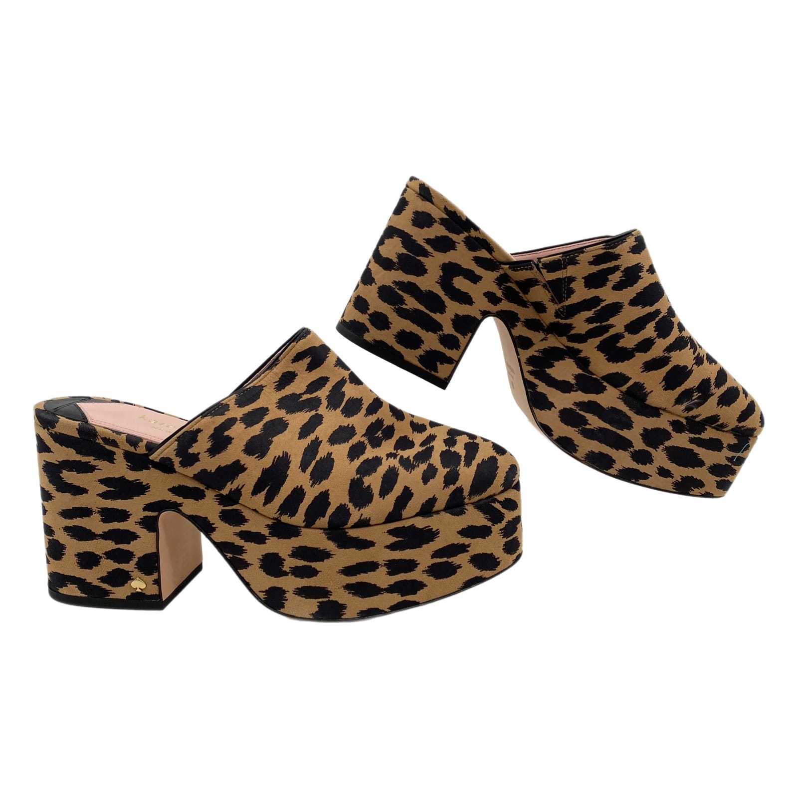 Kate Spade Brown Black Leopard Print Platform Mules