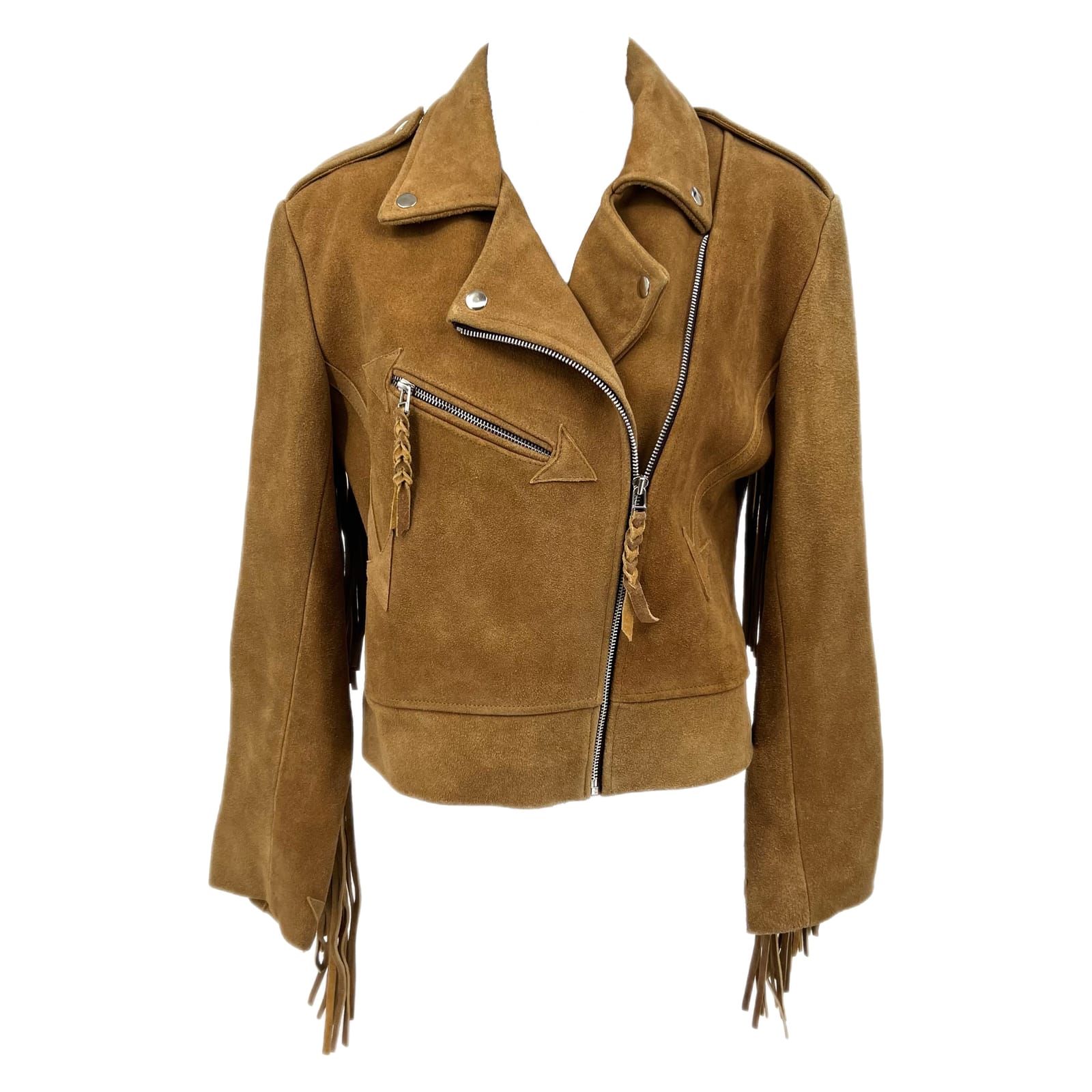 Western and Co. Tan Leather Fringe Jacket