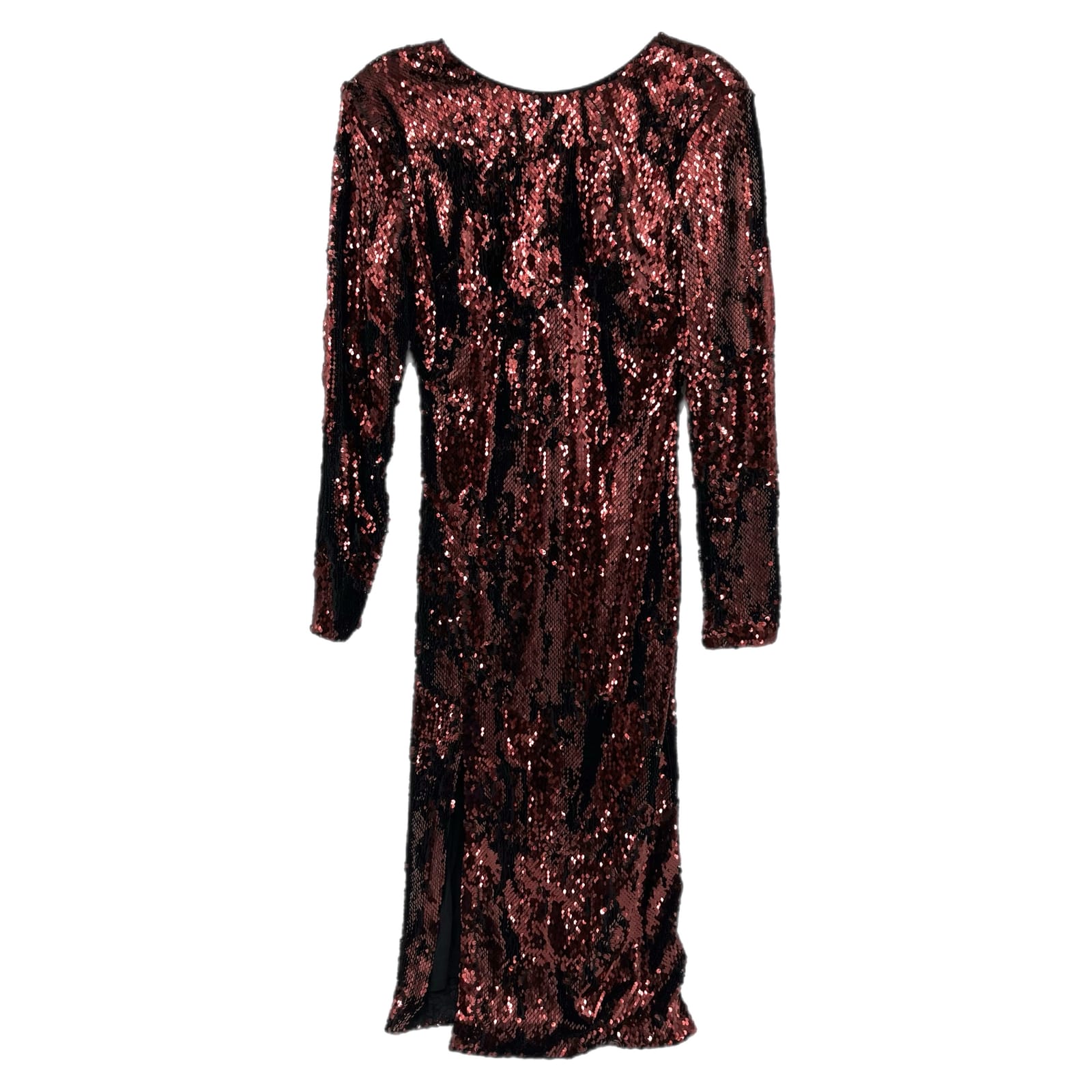 Dress the Population Red Sequin Long Sleeve Midi Dress