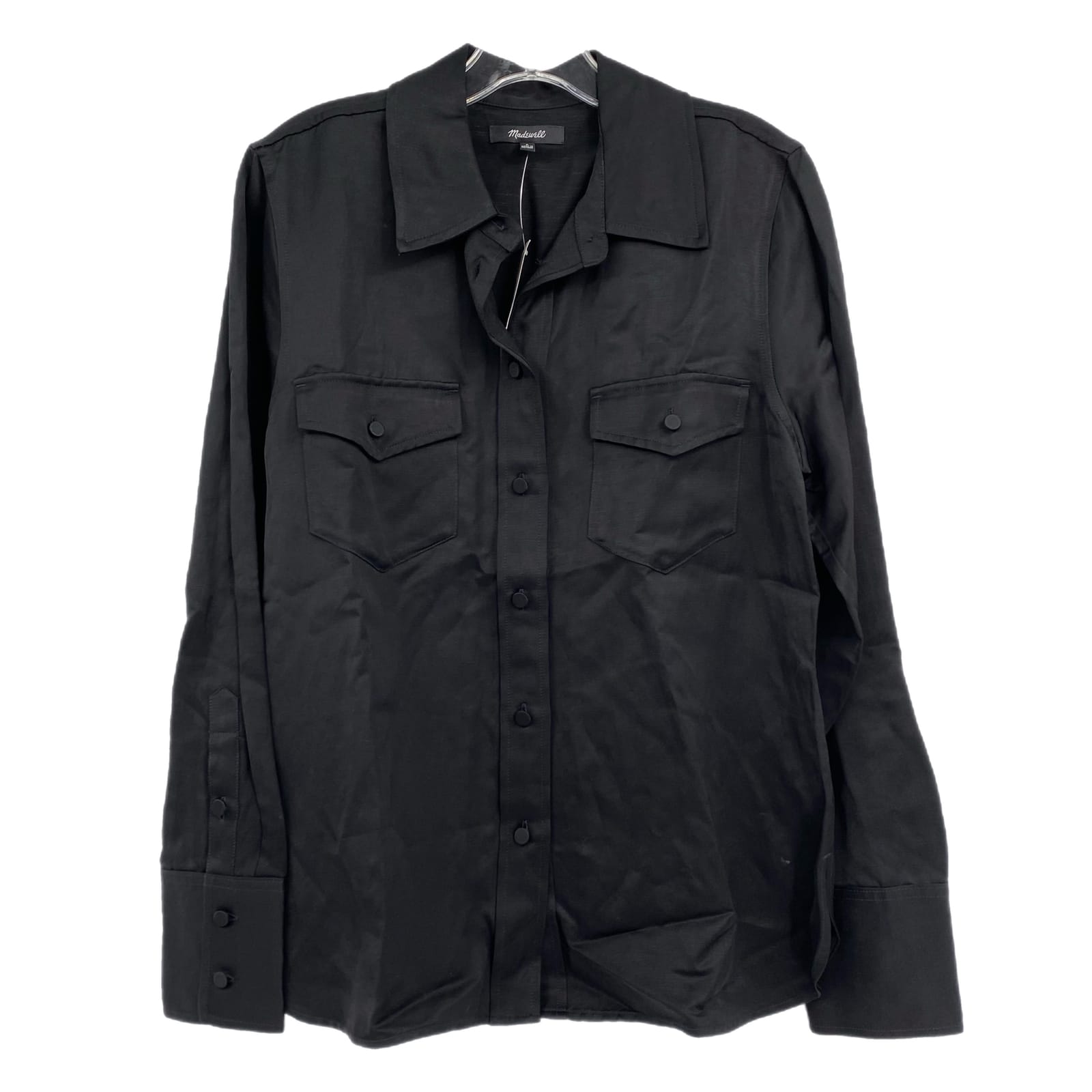 Madewell Black Satin Button Up Shirt