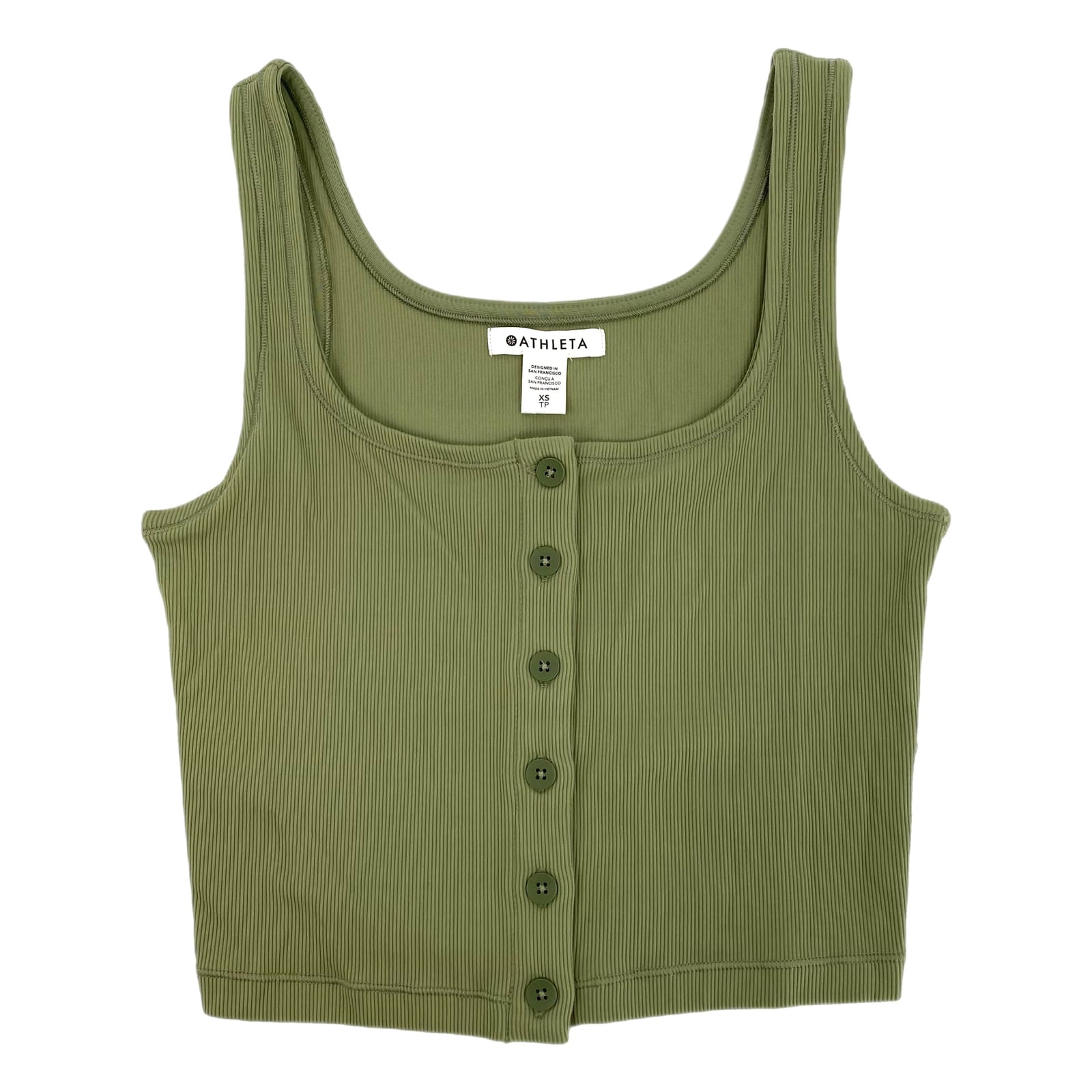 Athleta Green Half Moon Button Front Cropped Tank