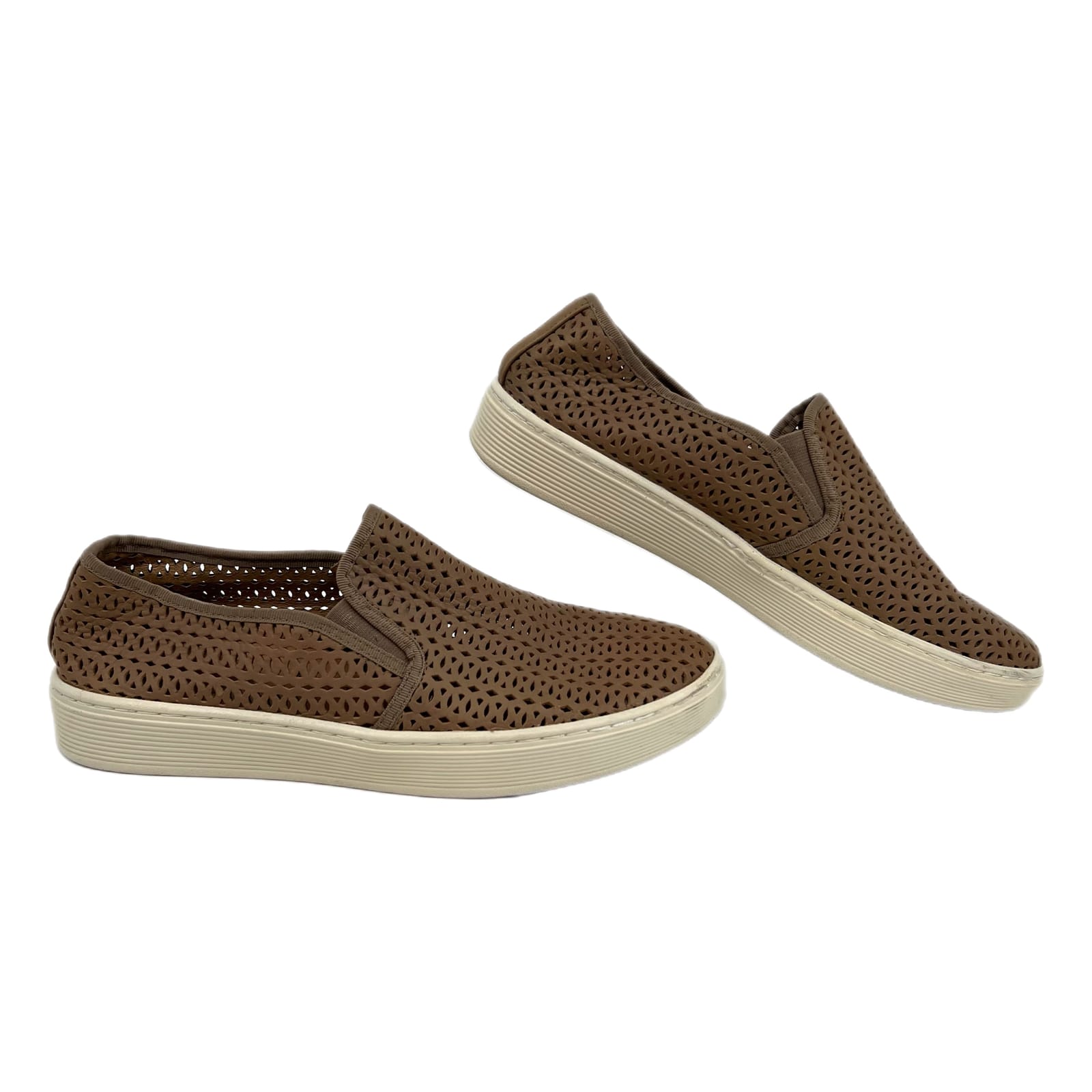 Sofft Brown Laser Cut Leather Slip-On Sneakers