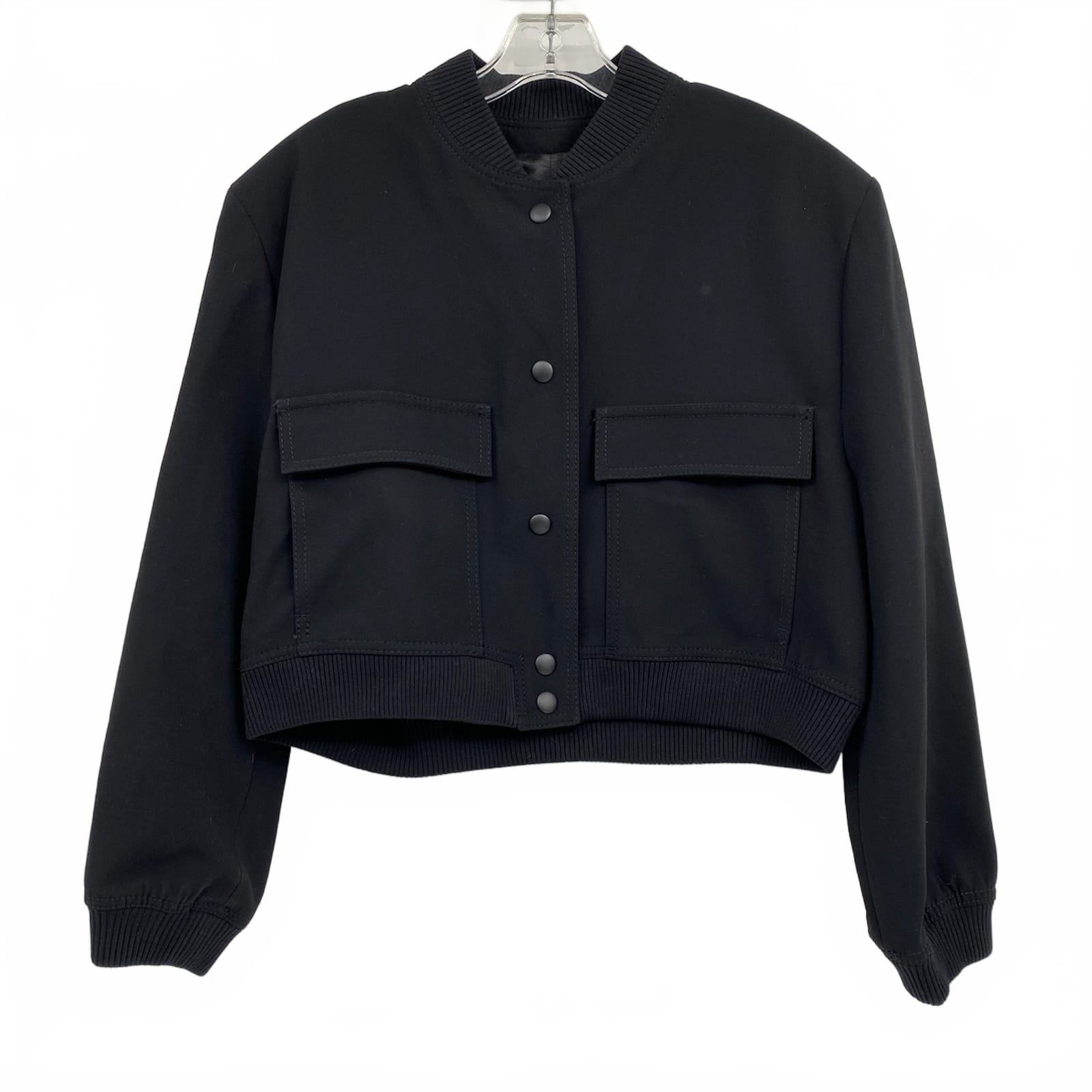 Zara Black Cropped Bomber Jacket