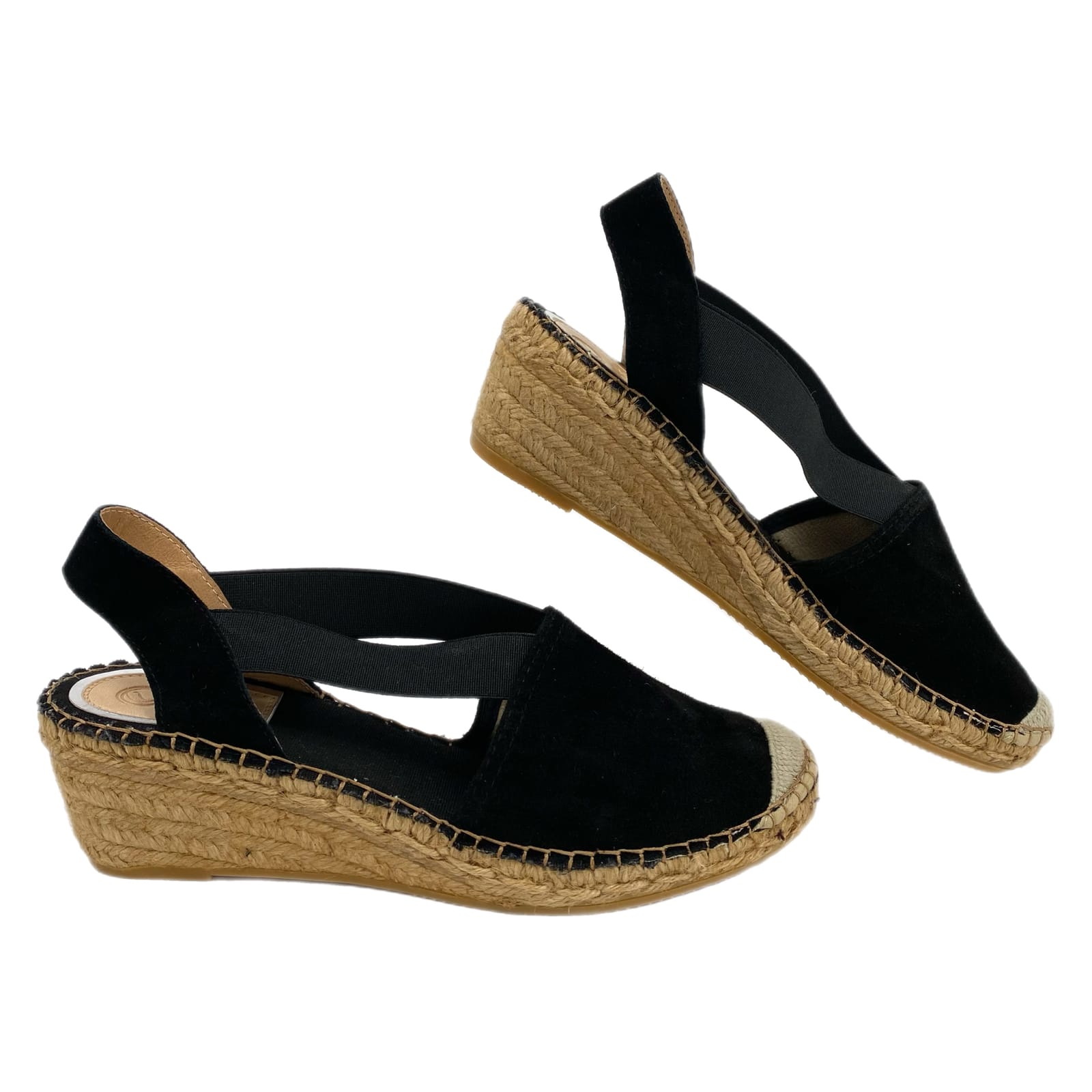 Vidoreta Black Suede Espadrille Wedges