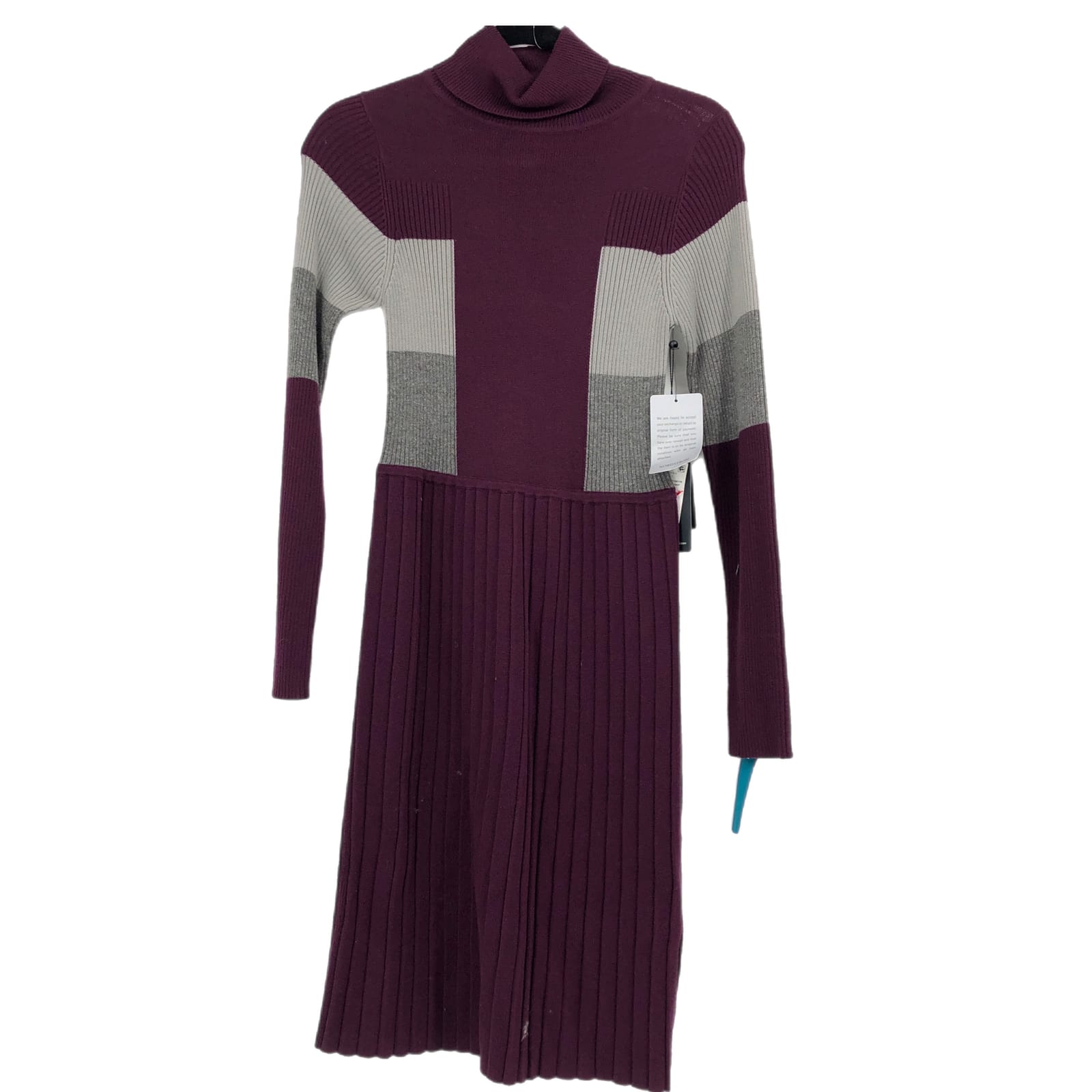 Adrianna Papell Gray/Purple Striped Sweater Dress