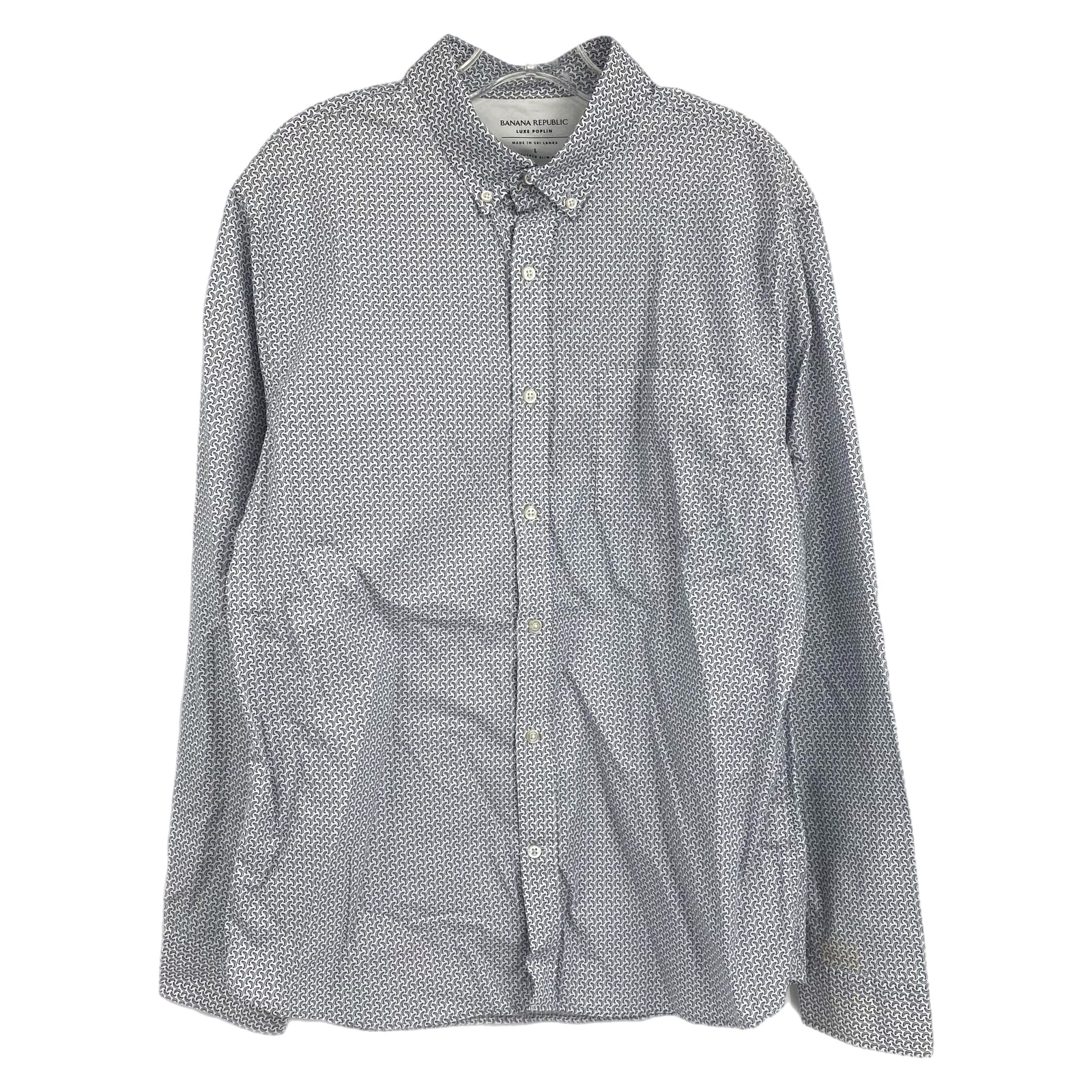Banana Republic White Blue Banana Print Long Sleeve Shirt