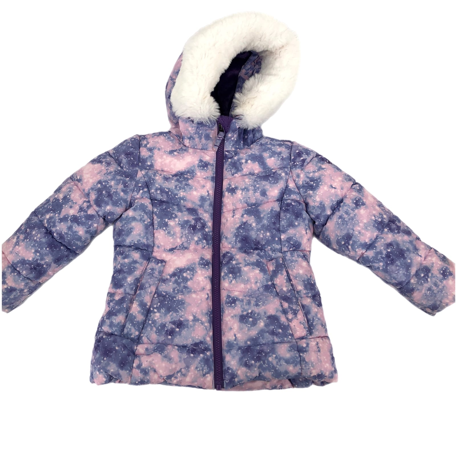 Snozu Pink & Purple Galaxy Print Puffer Jacket