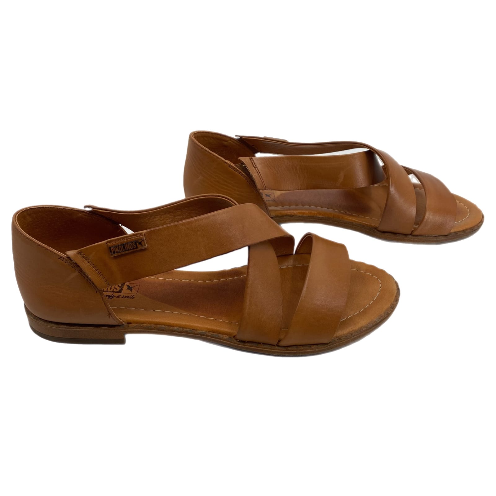 PIKOLINOS Tan Leather Open Toe Sandals